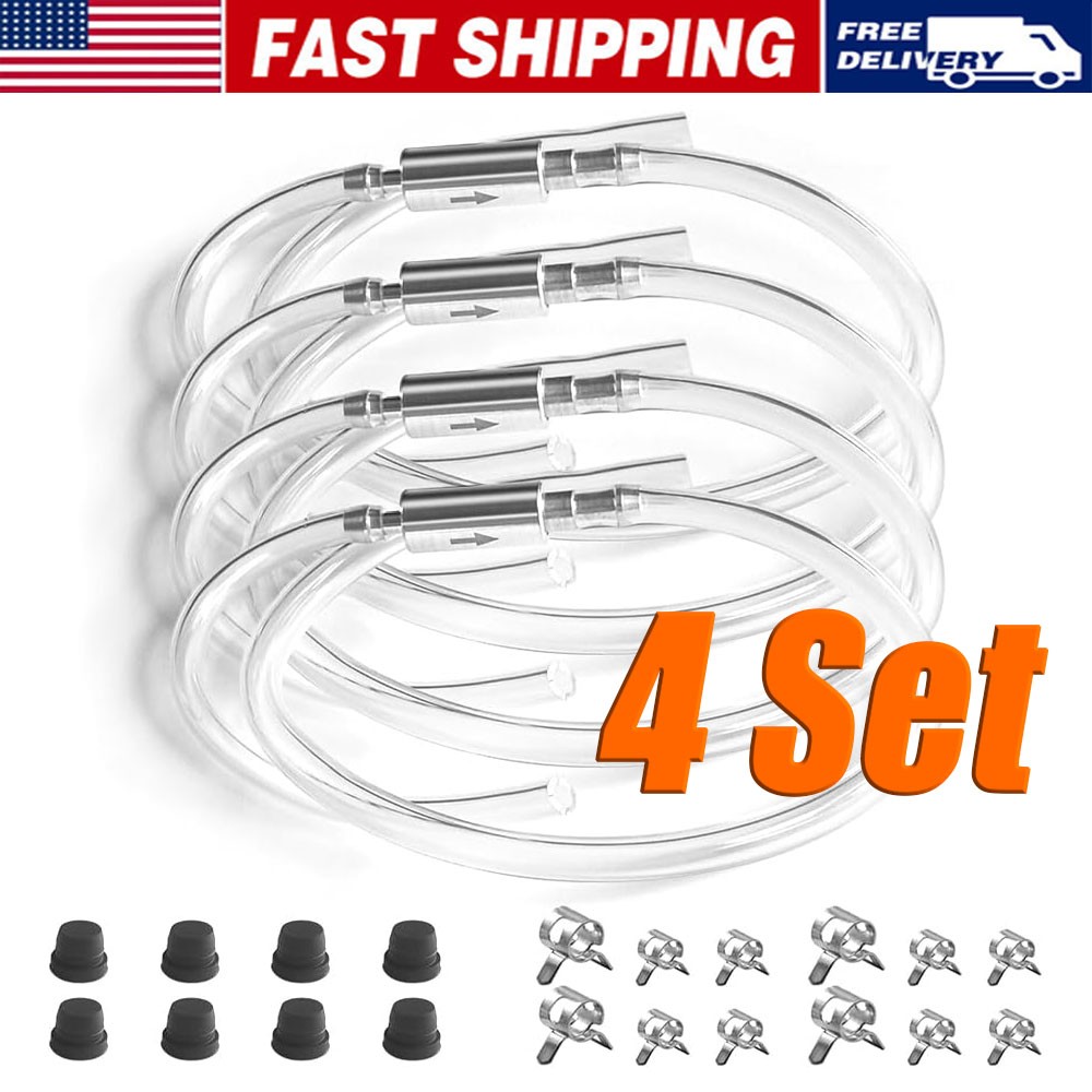 4PCS Brake Bleeder Hose, One Way Check Valve Tube Bleeding Tool Kit Silver US