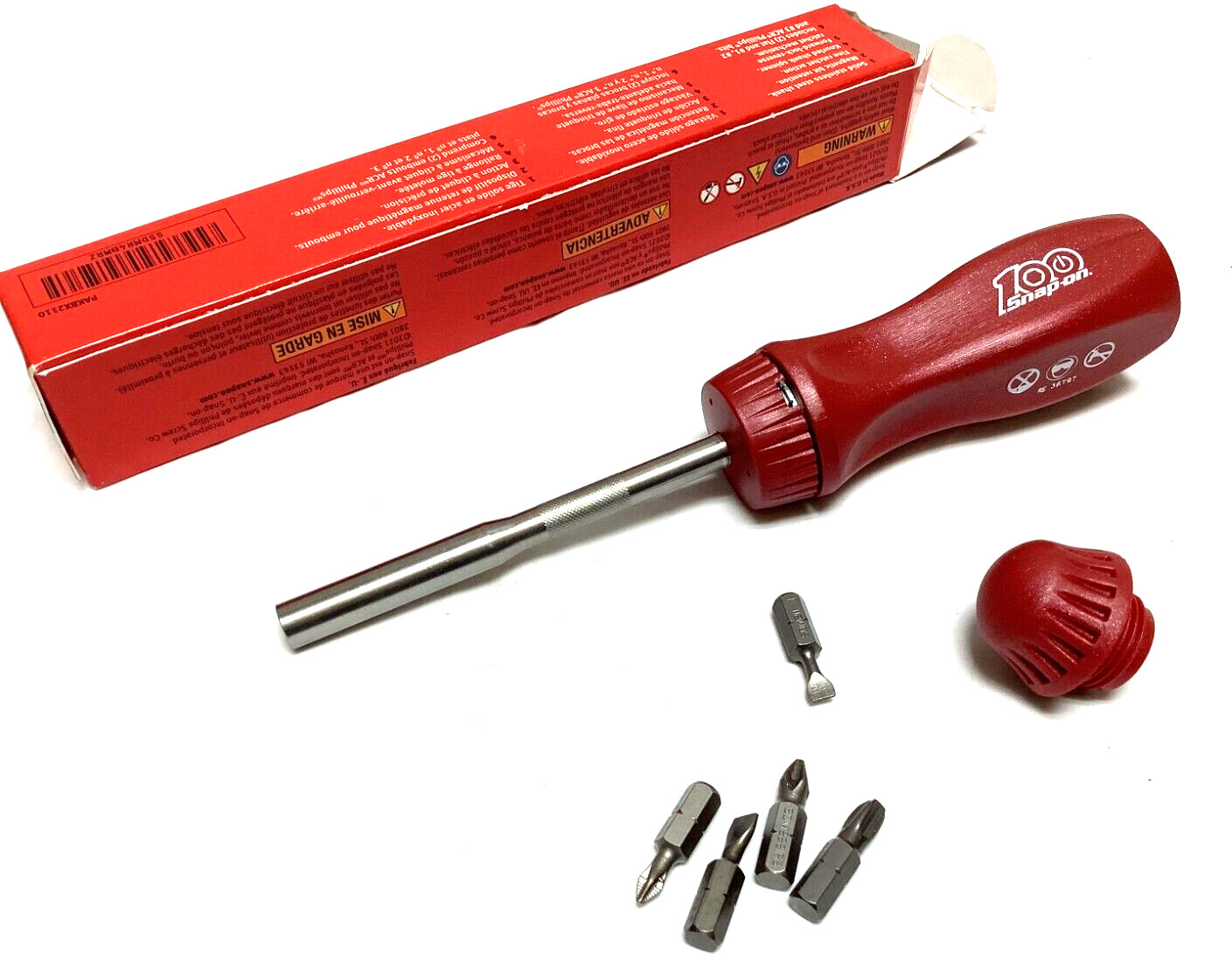 NEW Snap-on 100th Anniversary Ratcheting Screwdriver SSDMR4BMRZ with 4 Bits