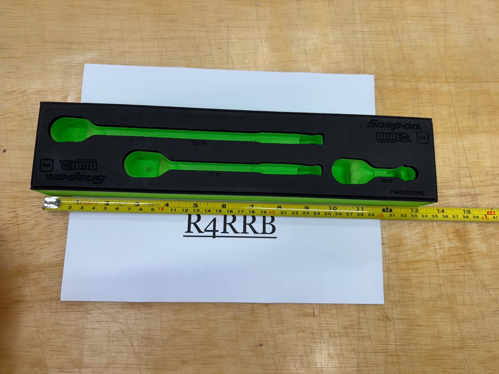Snap-on Tools GREEN FOAM ORGANIZER for 3pc 1/4″ Drive Ratchet Set FM103RT01BG