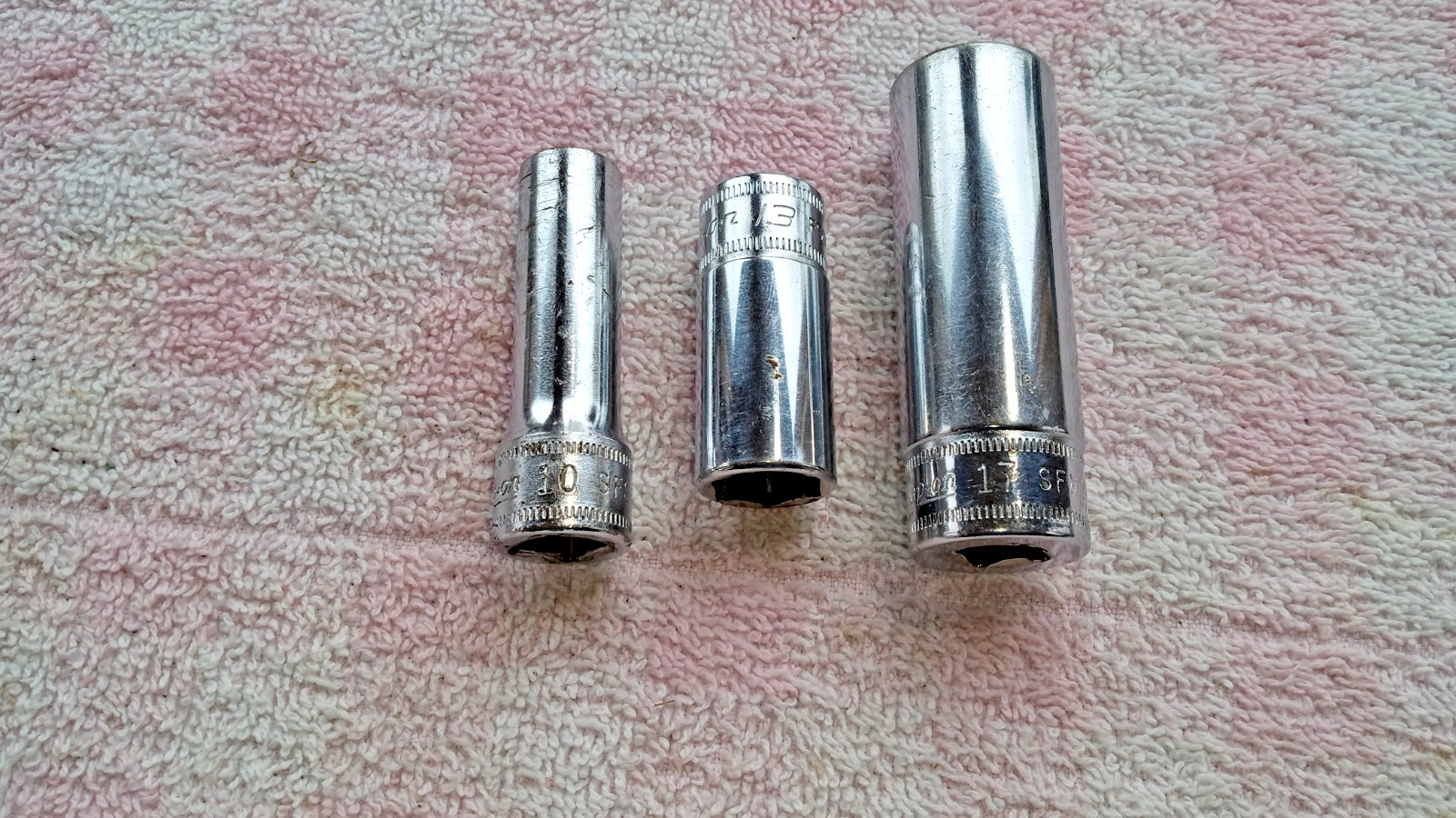 SNAP-ON MM DEEP SOCKETS 10 13 17 3/8dr 6/12 pt SEE DESC DECENT USED COND gift he