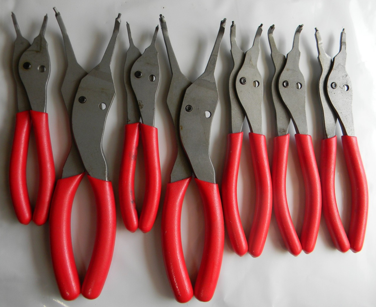 SNAP-ON 7PC RED VINYL GRIP SNAP RING PLIER SET #SRPC107 MADE IN THE USA