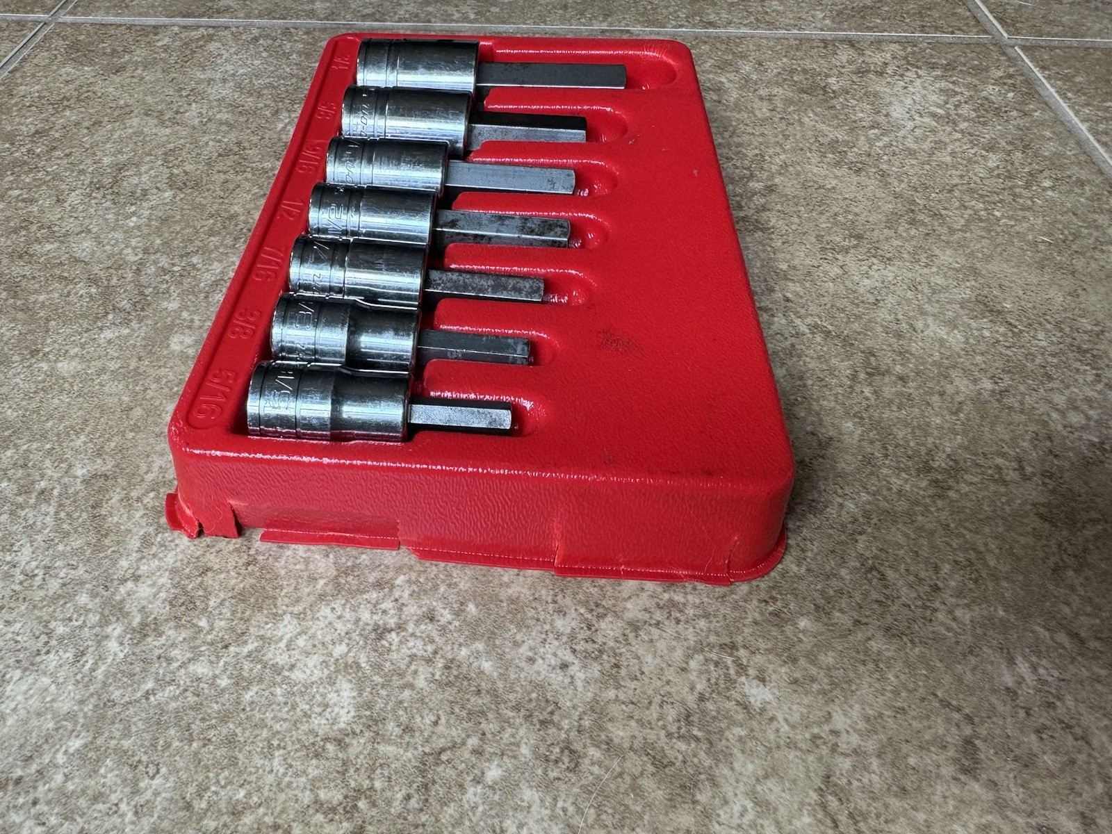 🔴 Snap-On 1/2″ drive 7pc 5/16″ – 3/4″ Allen Hex Bit Socket Driver Set 307ESAY