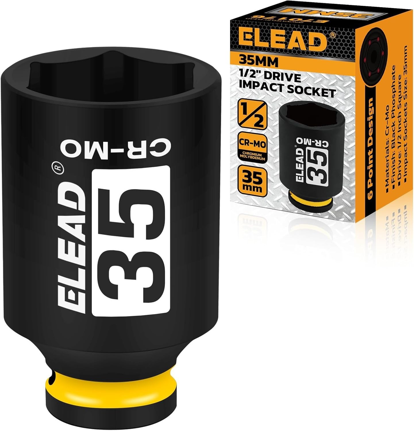 35 mm Socket 1/2″ Drive Deep Impact Socket, Metric 6 Point 1/2-inch Drive Imp…