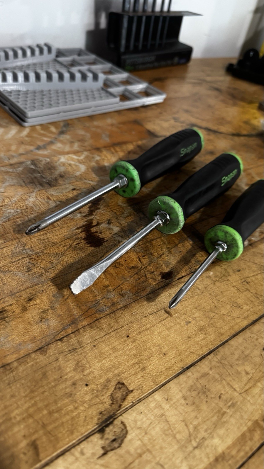 Snap-on SGDX80BG Green Handle Soft Grip Screw Driver Set Of 3
