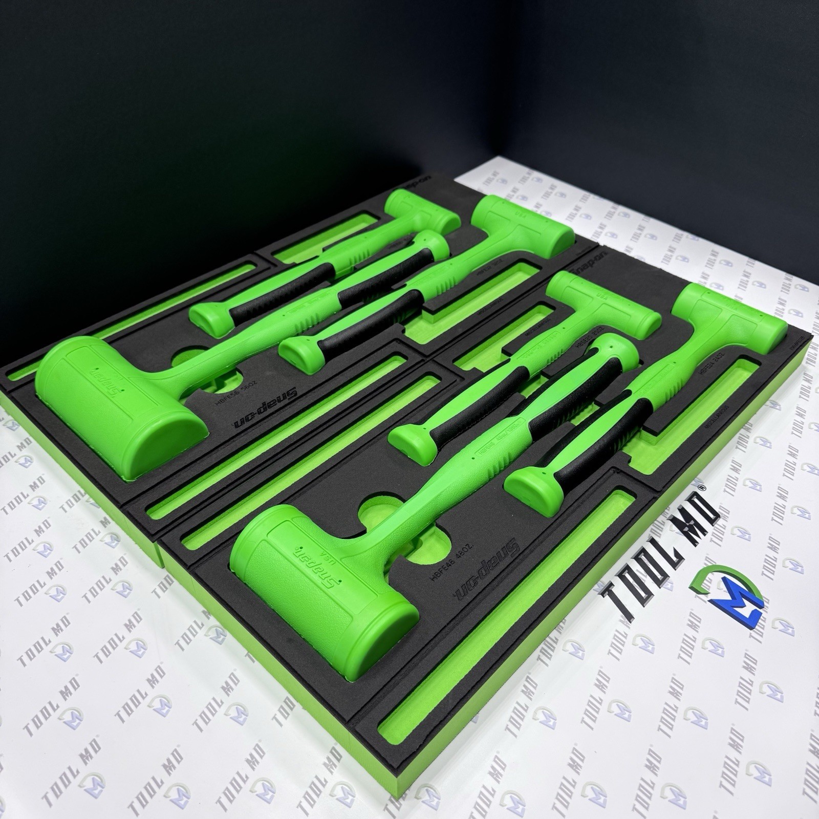 Snap-on Tools NEW 6pc GREEN Dead Blow Hammer Set w/ PRO-FI Foam HBFE6FG