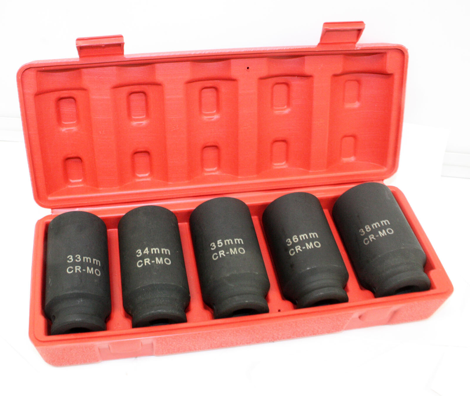 5PC 1/2″ Dr. METRIC FRONT & BACK WHEEL SPINDLE AXLE NUT DEEP IMPACT SOCKET SET