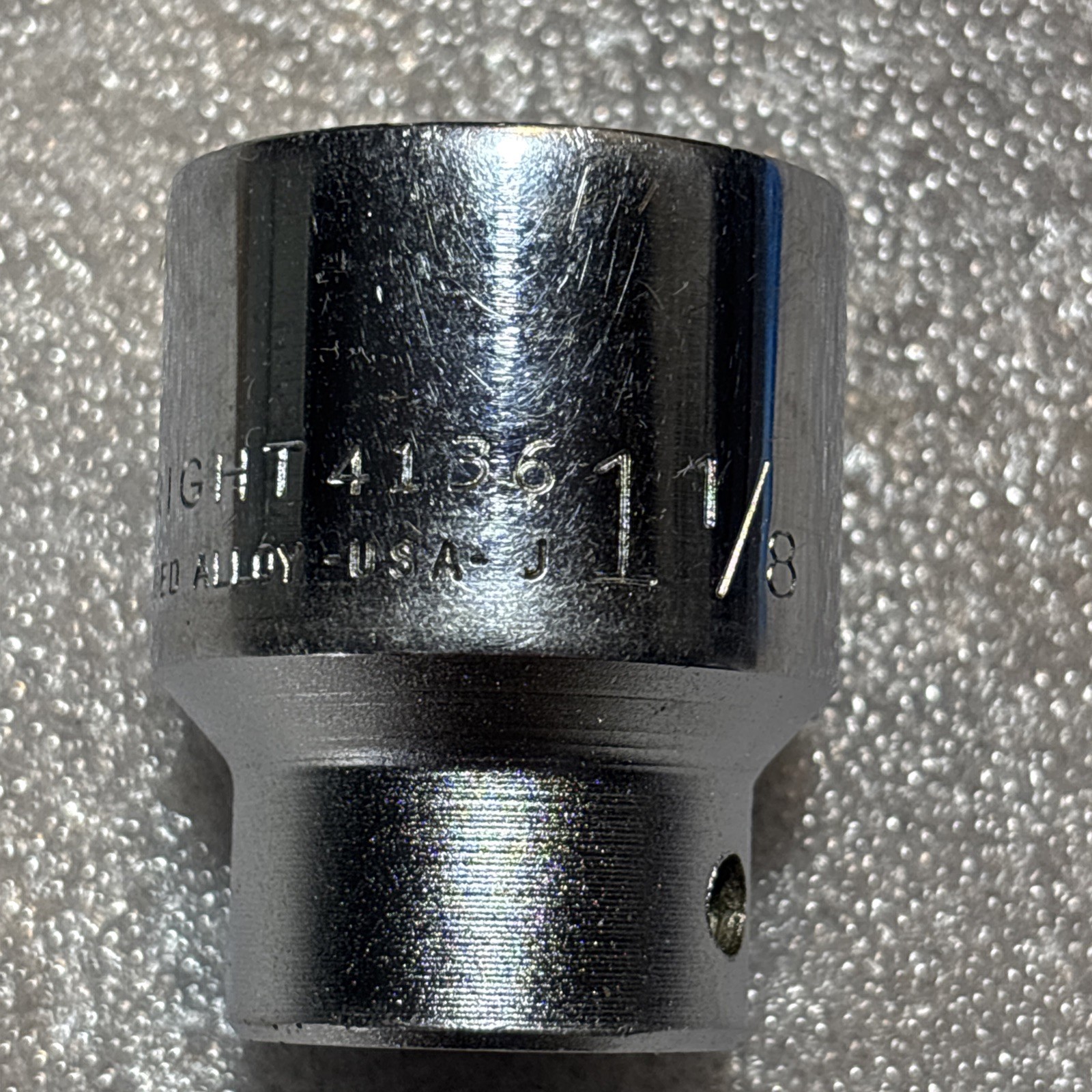 Wright vintage 1-1/8″ 12 Point Shallow Chrome Socket 1/2″ Drive 4136 USA- 1969