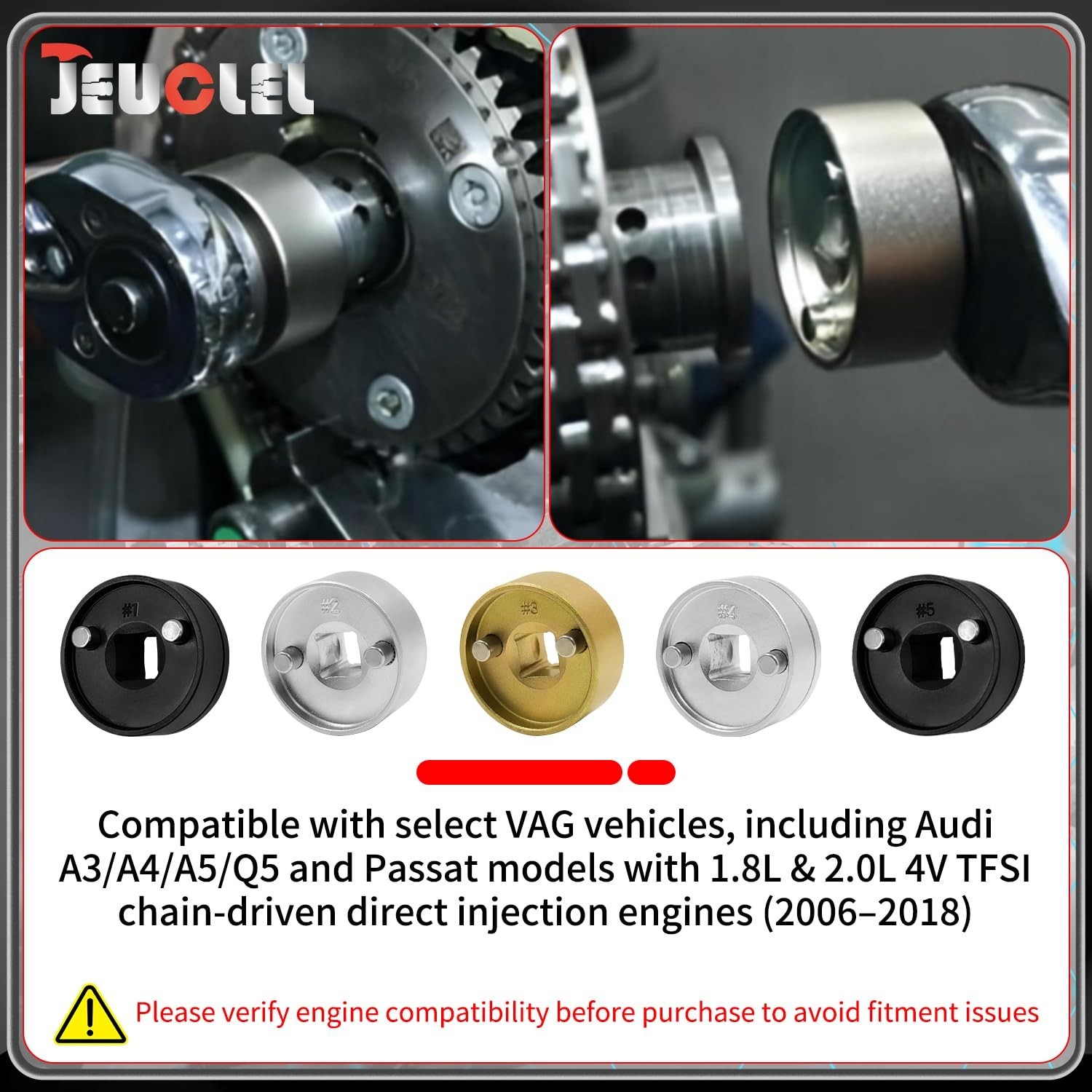 5PCS Camshaft Adjusting Socket Set for VW Audi EA888 1.8-2.0 TFSi, Timing Tool K