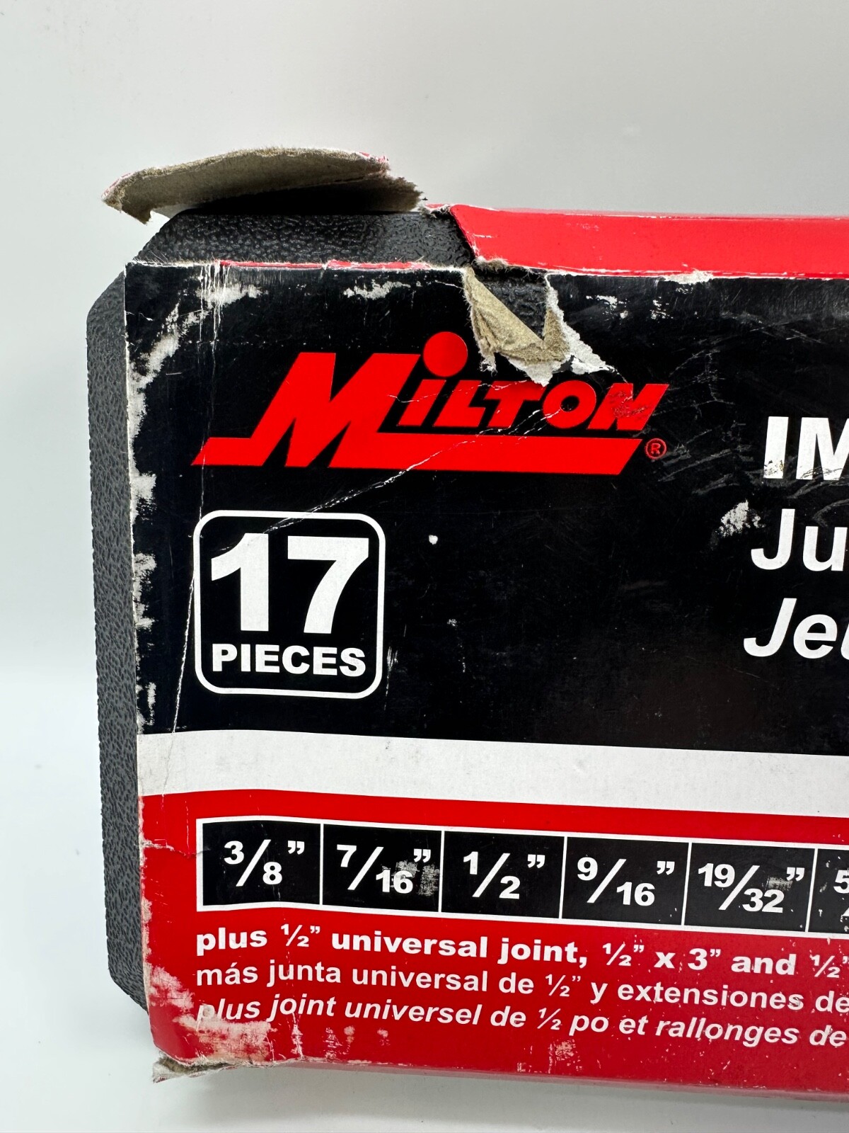 Milton® 17-Pc. 1/2” Dr Shallow 3/8 to 1-1/8″ SAE Impact Socket Set w/ Univ Joint