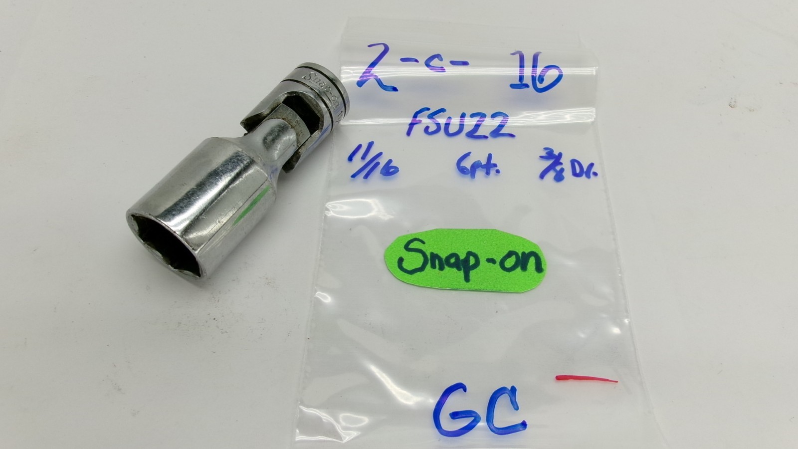 Snap-on tools USA 38 drive 11/16″ SAE Semi Deep Swivel Socket FSU22 Nice!
