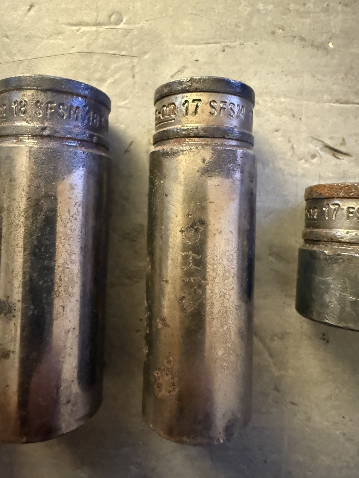 Vintage Snap-on Tools USA Lot of 6 3/8″ Drive Metric 6 Point Sockets 13 17 18 19