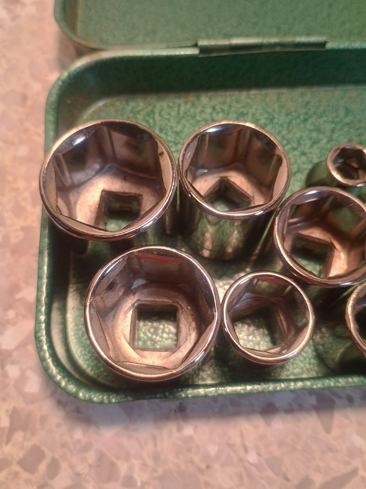 9- CRAFTSMAN 3/8″ DRIVE 6 PT AND 12 PT MIXED SAE SOCKETS- SEE PHOTOS FOR SIZES