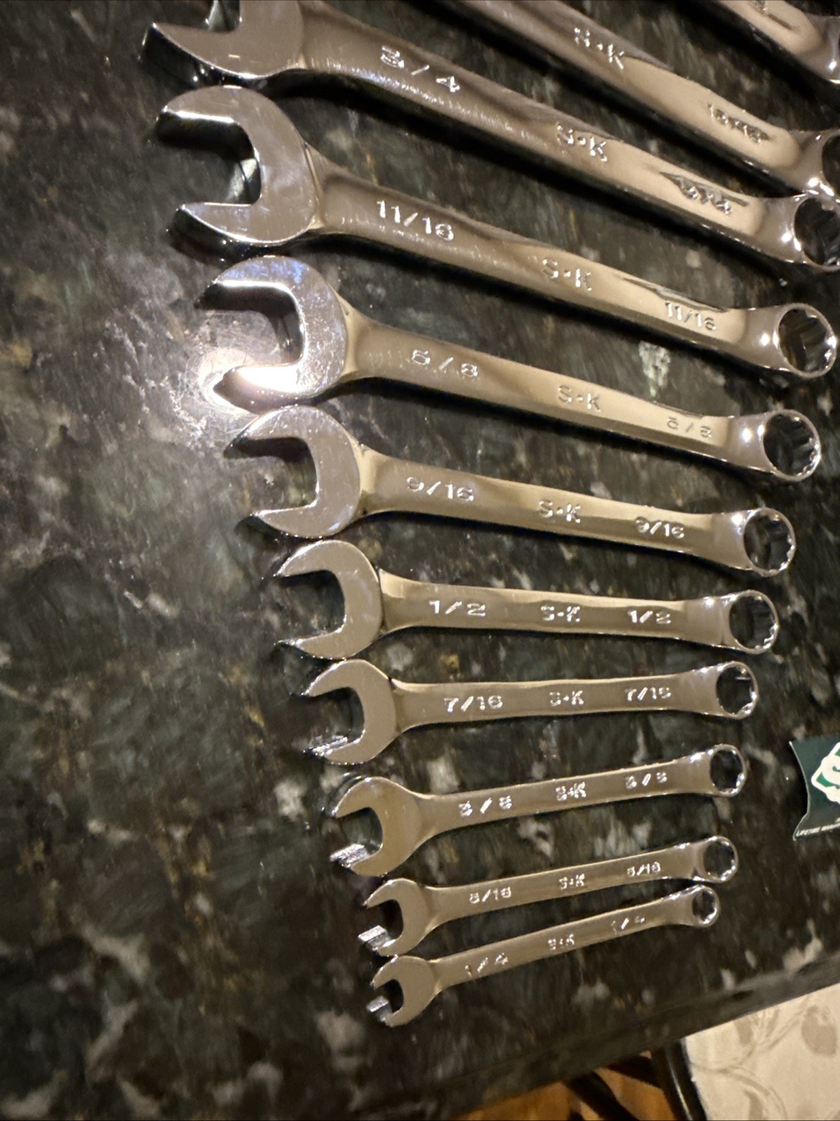 S-K 86014 Professional Tools 16-Piece Superkrome SAE Fractional Wrench Set USA