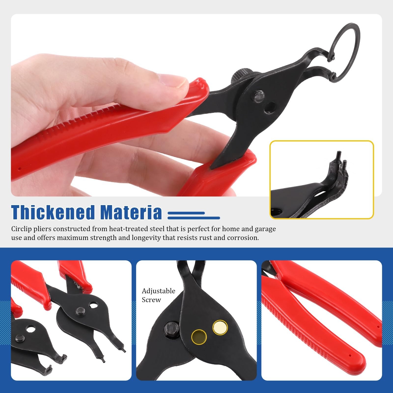 225Pcs Heavy Duty Snap Ring Pliers Set – Straight & Bent Jaw, Circlip Retaining