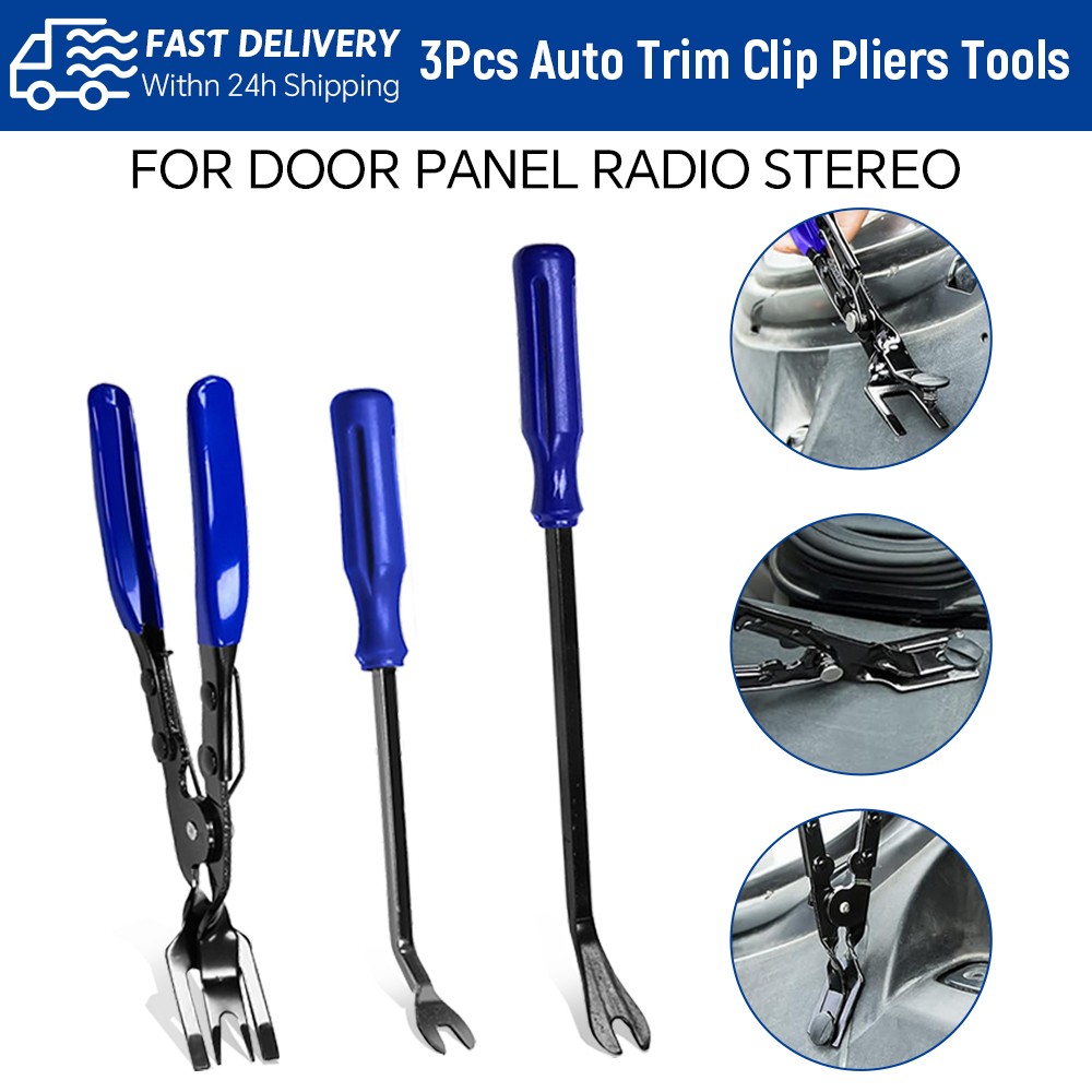 Auto Trim Clip Remover Tool Removal Pliers Fastener Door Panel Retainer 3PCS Set