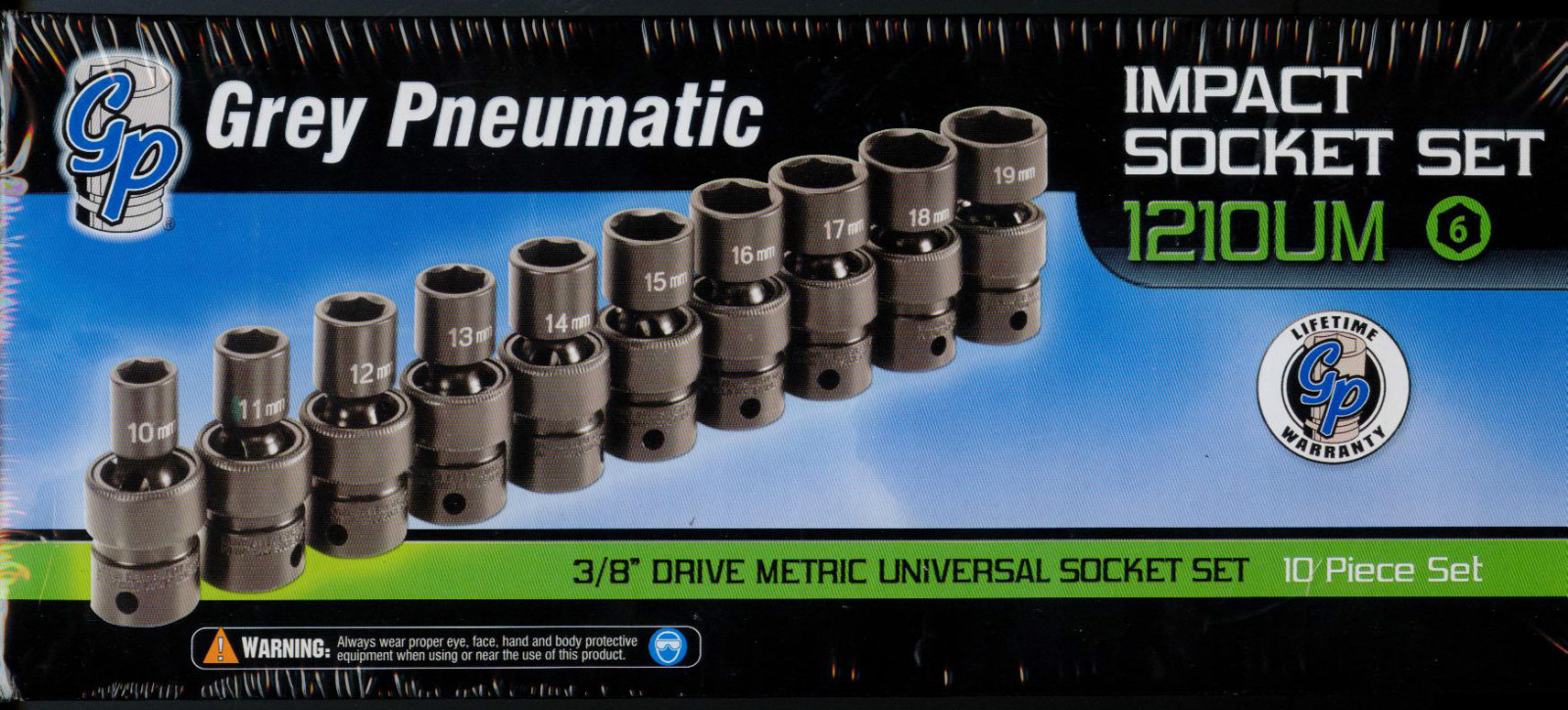 Grey Pneumatic (1210UM) 10Pc 3/8″ Dr Universal Swivel Metric Socket Set Lifetime