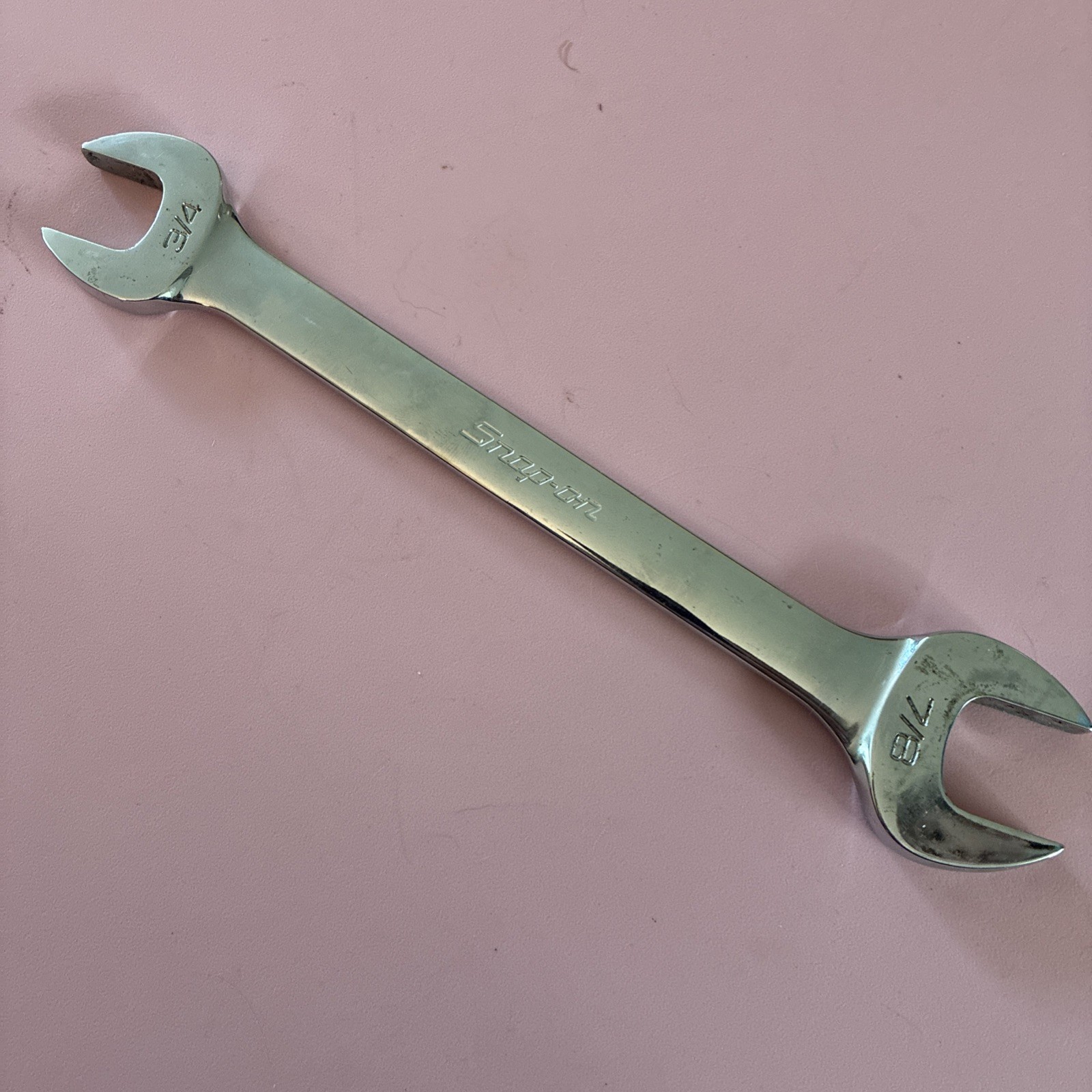 Snap On, Wrench, VO2428B, Double Open End, 3/4” & 7/8”, 15 Degree Offset, Chrome