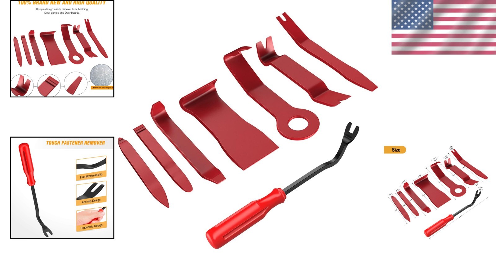 Effortless 8PCS Nylon Auto Trim Scratch Removal Tool Set – Eco-Friendly, Red