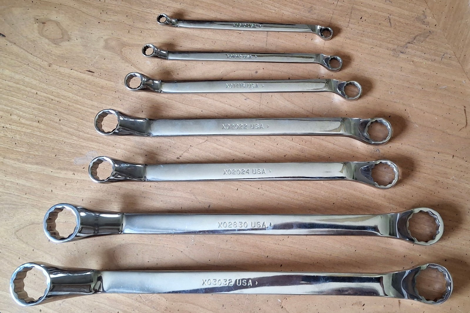 SNAP-ON 7 PIECE 12 POINT SAE FLANK DRIVE 60 DEGREE DEEP OFFSET BOX WRENCH SET XO
