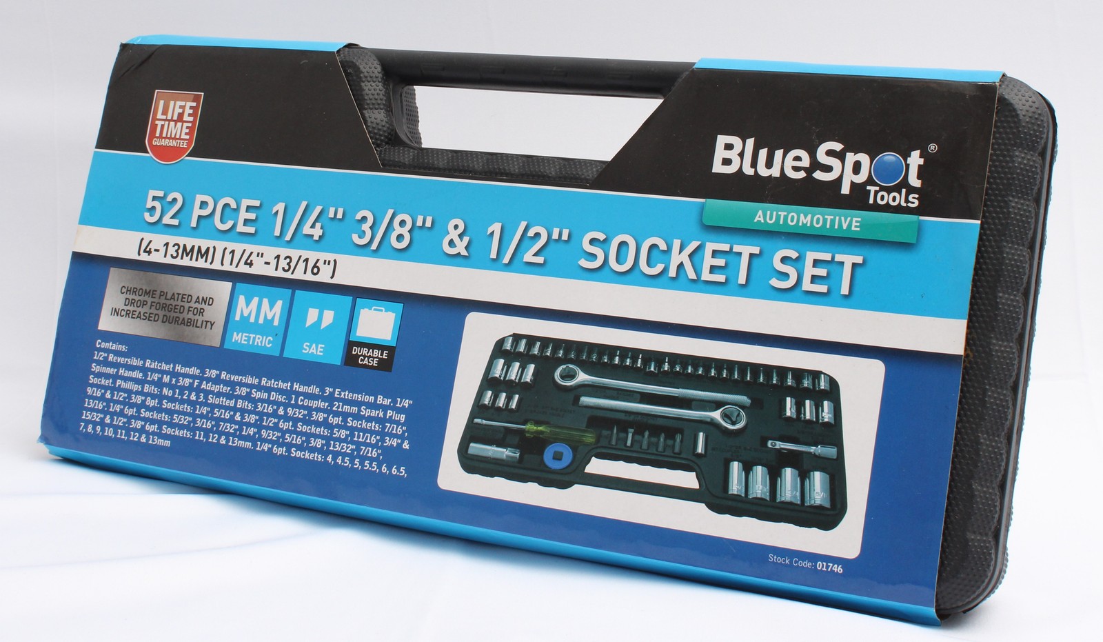 BlueSpot Automotive 52 PCE Socket Set with Case – 1/4″, 1/2″ & 3/8″ (U)