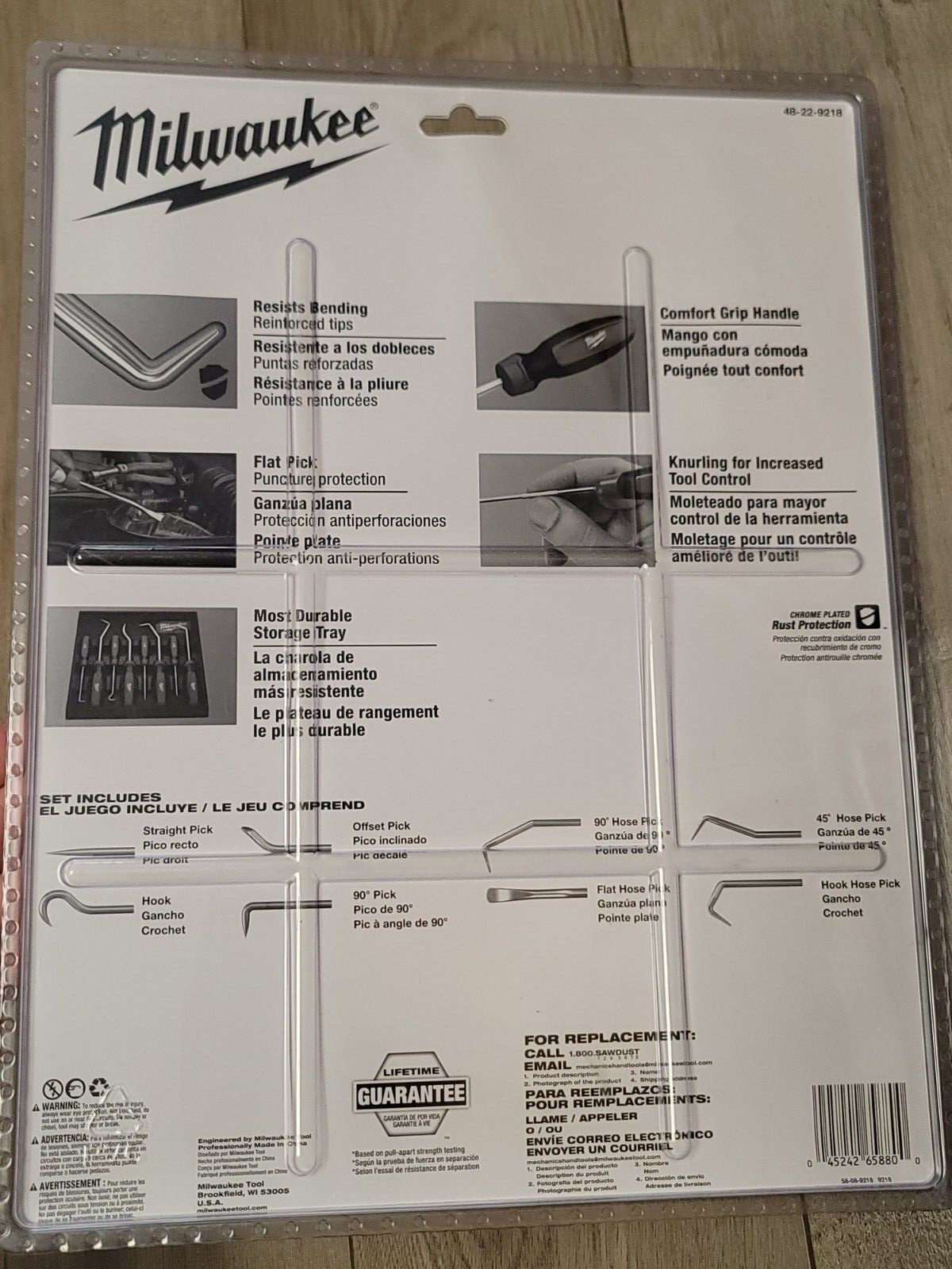 Milwaukee 8pc Comfort Grip Master Hook & Pick Set w/ Tray #48-22-9218