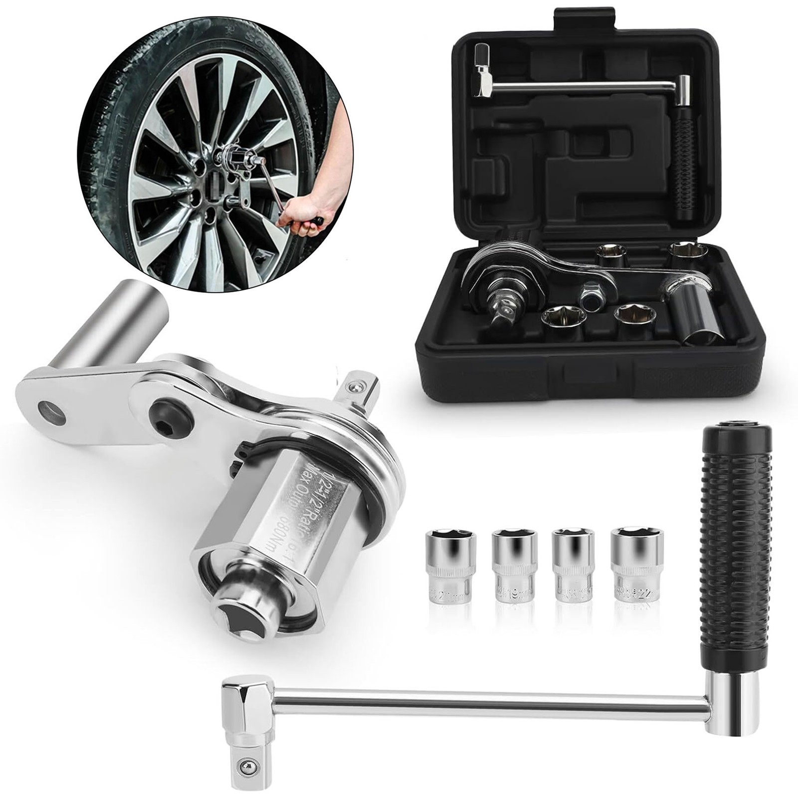 Heavy Duty Torque Multiplier Wrench Set Lug Nut Remover 17 19 21 22 Tire Change