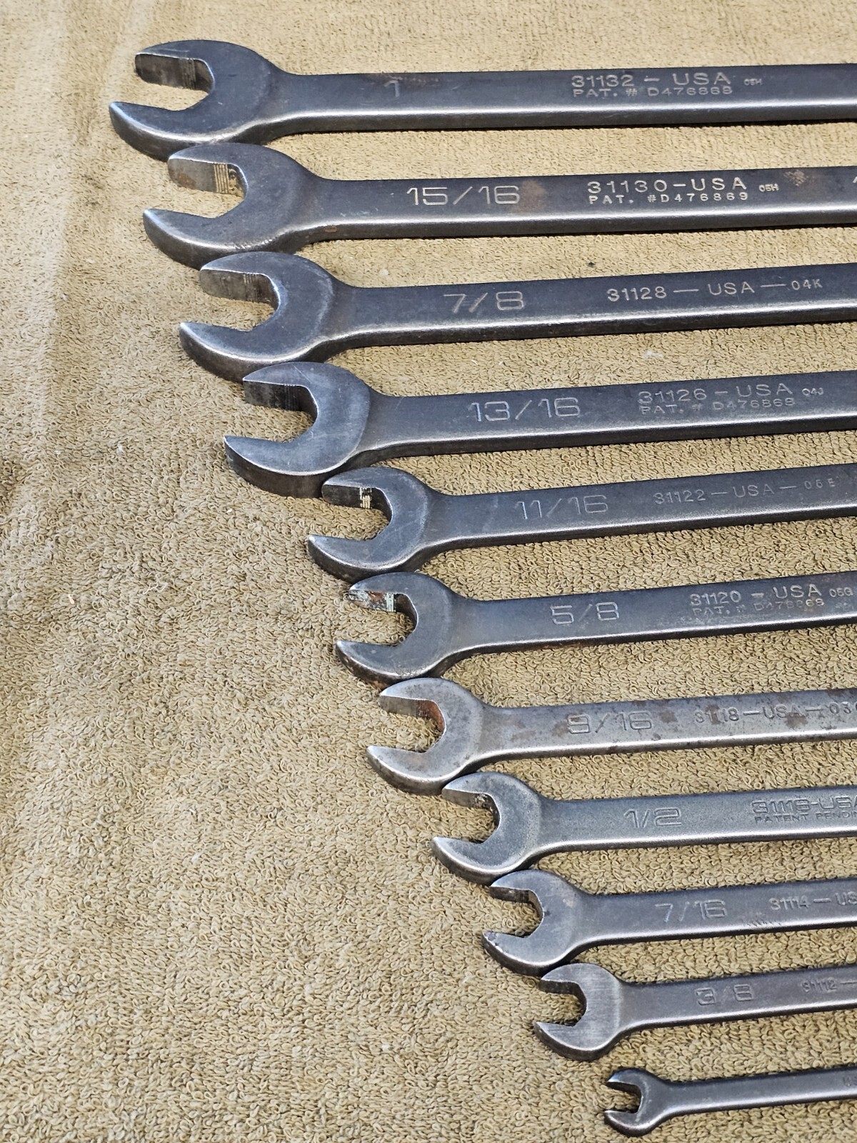 Wright Grip Combination Wrench Set Sae 1″ 7/8 5/8 9/16 1/2 3/8″ 31132 Black Tool