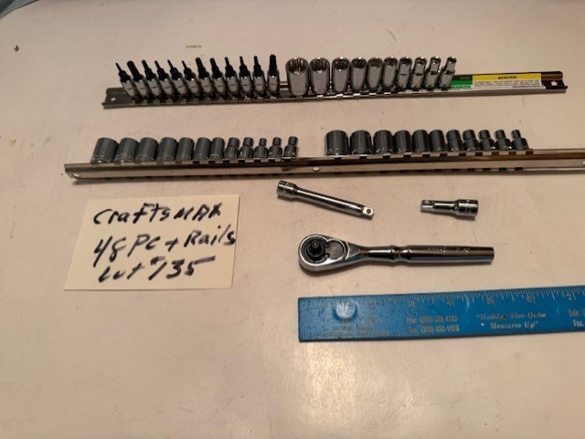 NEW CRAFTSMAN 48 PC / RATCHET + SOCKET SET 1/4″ DRIVE / METRIC & SAE SET + RAILS