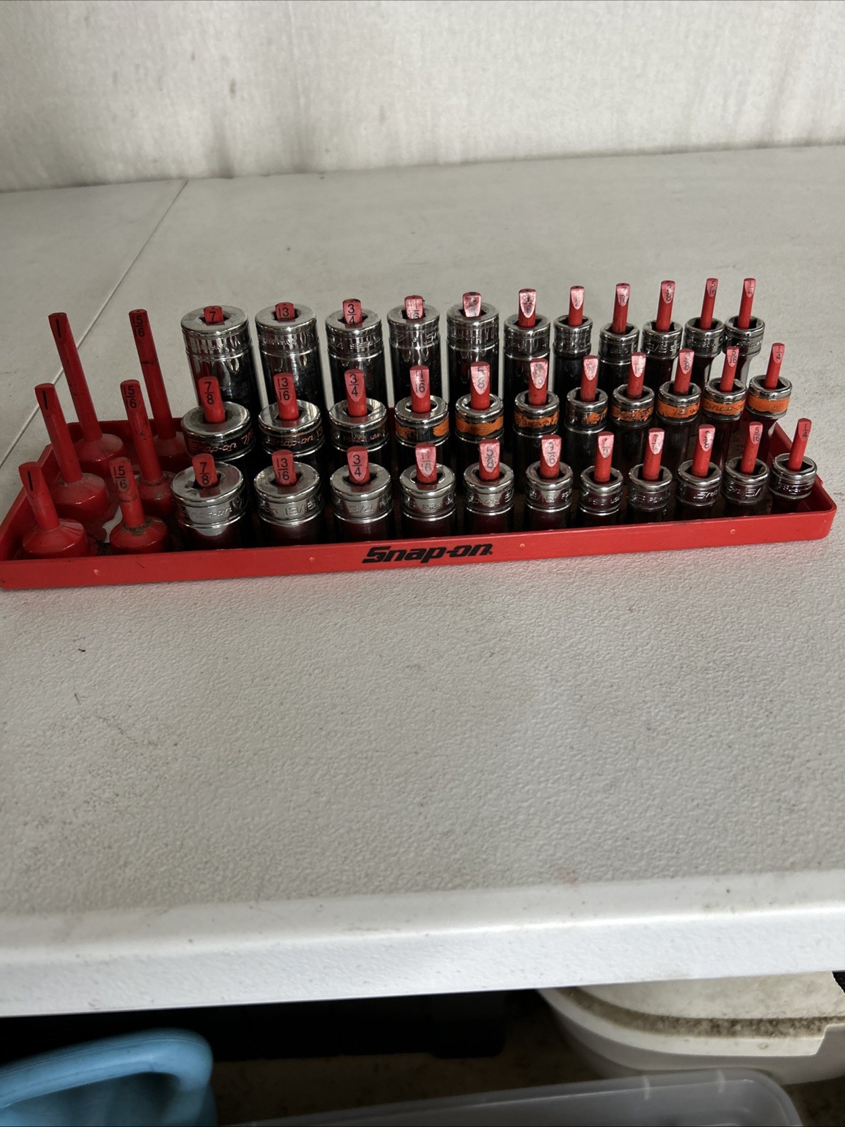 Snap-On Socket Set 7/8 Thru 1/4 sockets of three different depths ￼￼Three Sizes