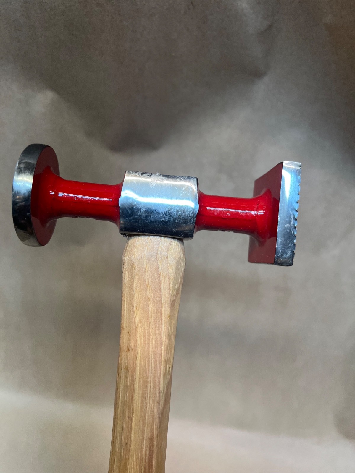 T& E Tools AUTOBODY BUMPING SQUARE shrinking hammer, ROUND FACE HICKORY HANDLE