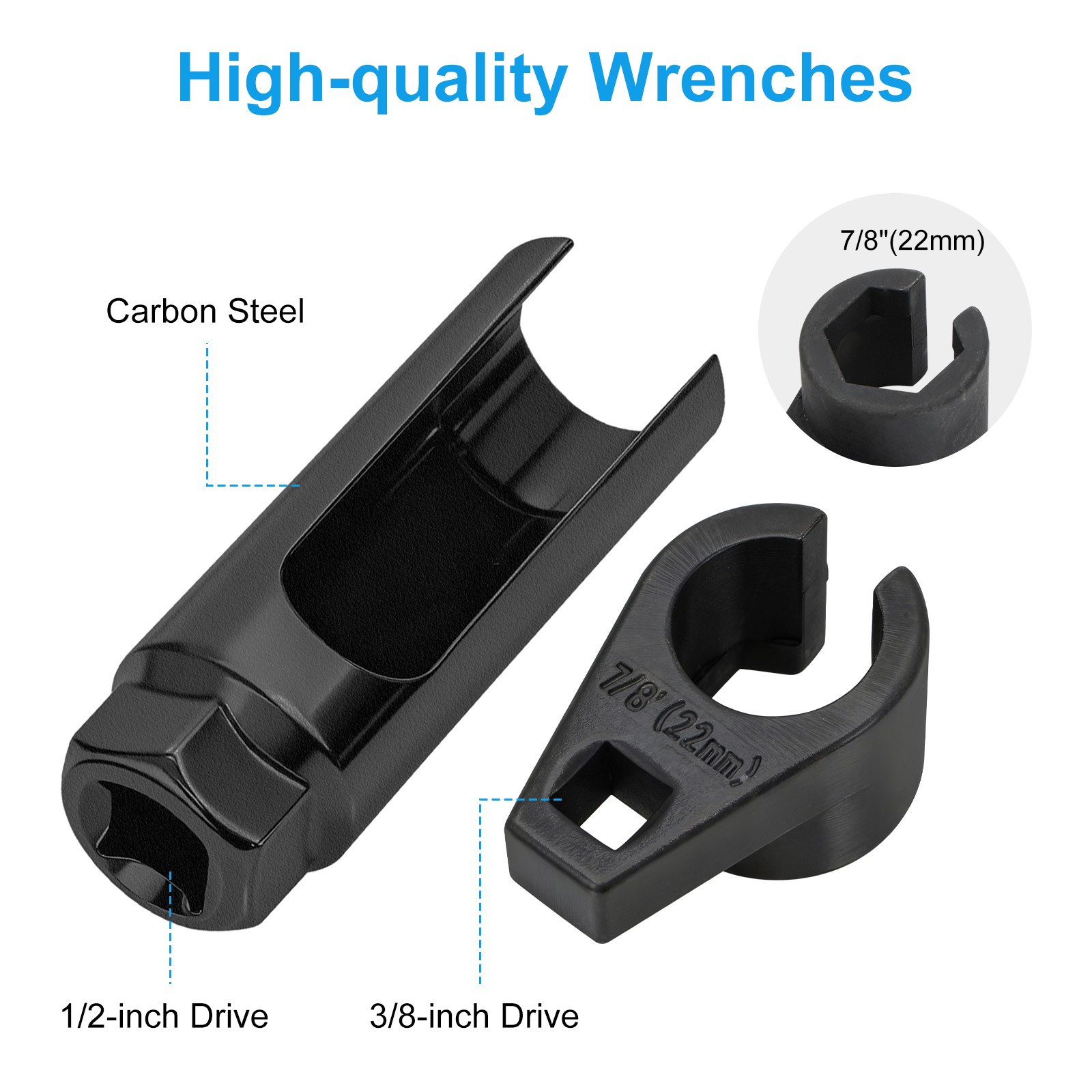 2 PCS 7/8″ 22mm O2 Oxygen Sensor Wrench Tool 3/8″ 1/2″ Drive Cars Trucks Repair