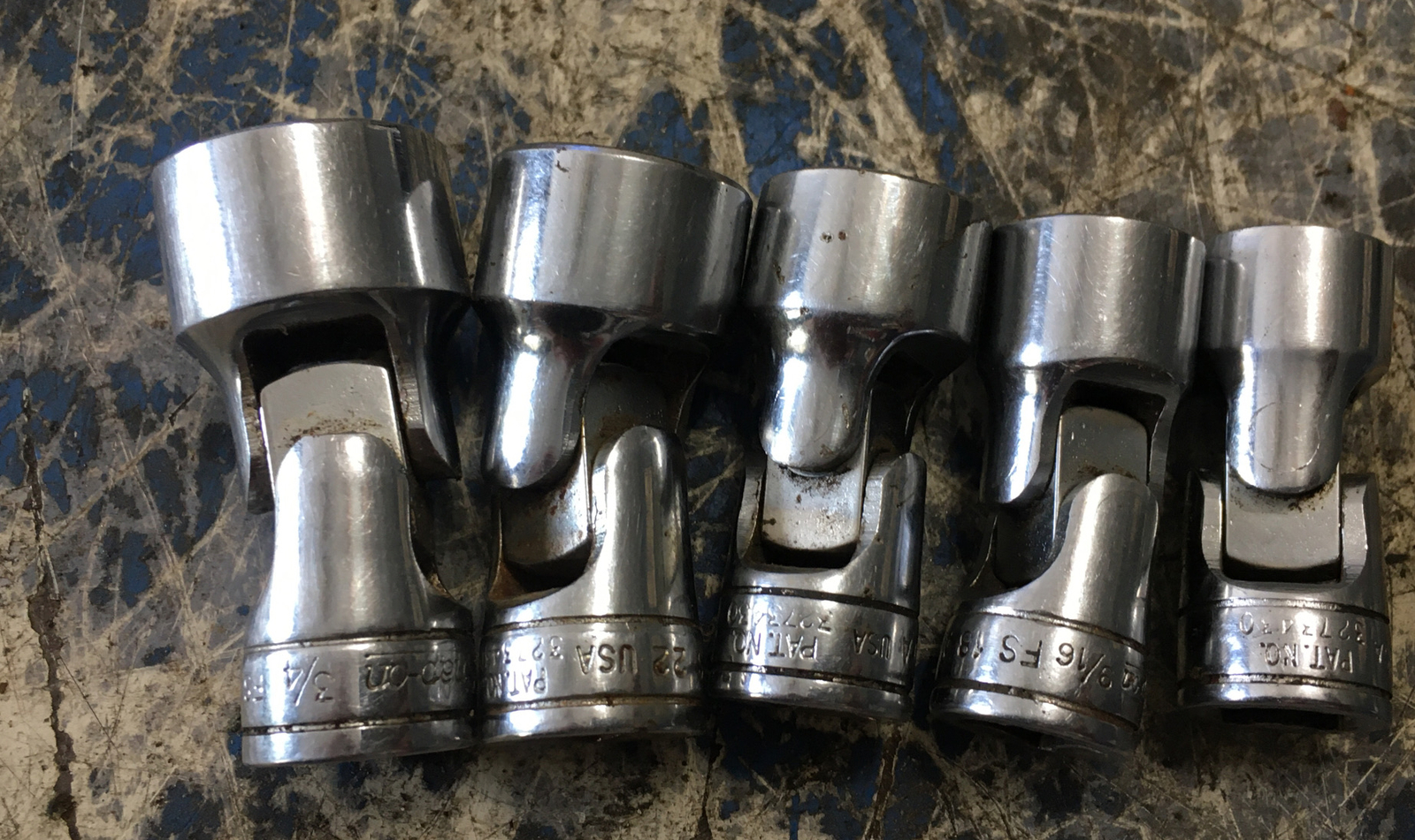 SNAP ON tools 5 piece 3/8 drive SAE 6 point swivel socket 1/2 To 3/4 Fs