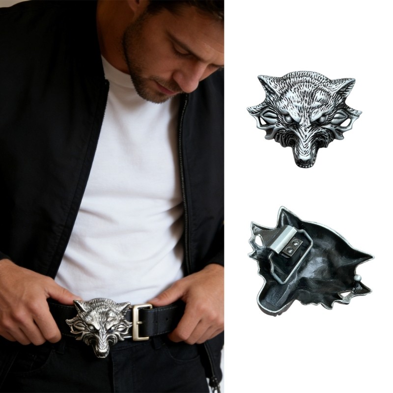 Elegant Metal Belt Buckle Wolf Head Casual Buckle For Stylish Men And Women
