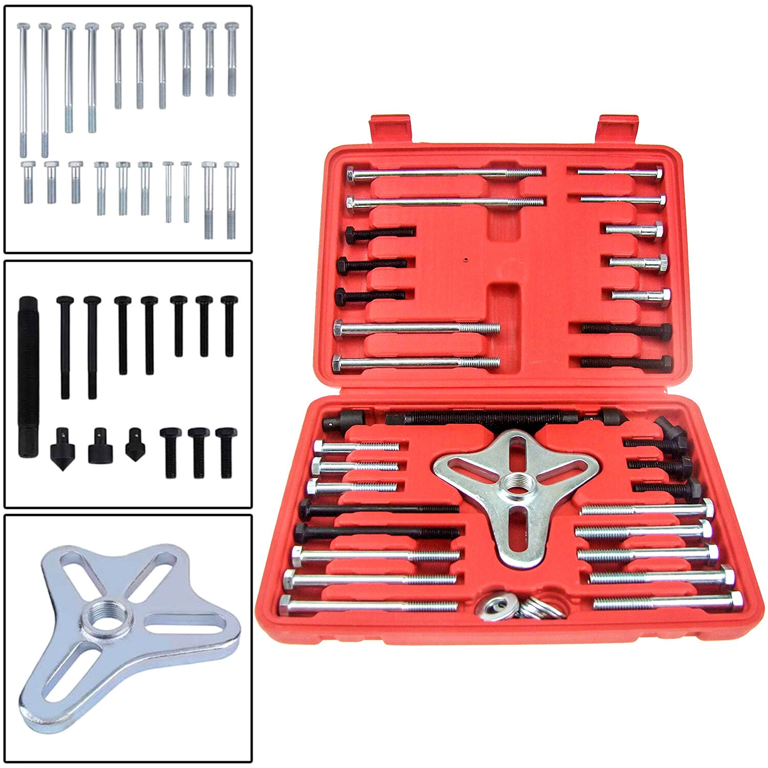 46pcs Harmonic Balancer Puller Tool Set Gear Pulley Steering Wheel Removal US