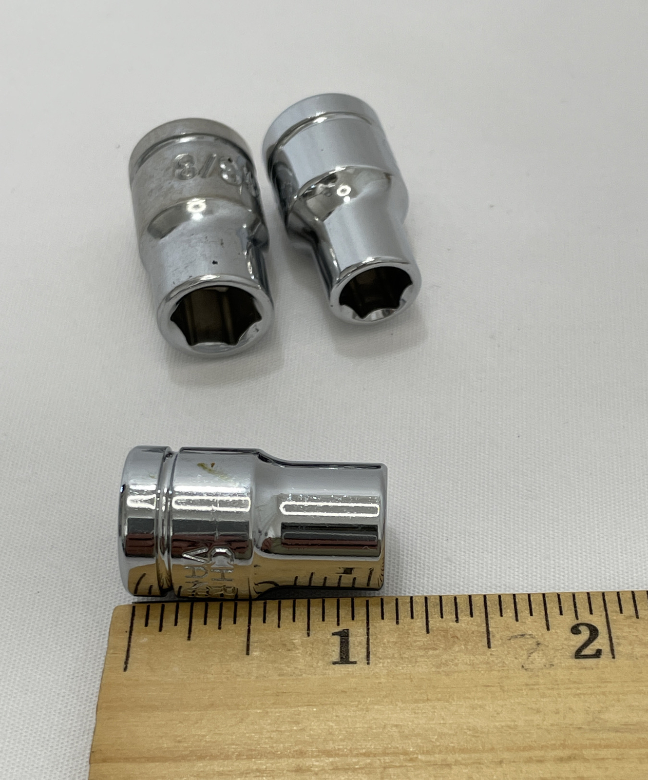 Vintage Chrome Vanadium 3/8”Drive SAE 5/16”, 3/8”, 3/8” 6 Point Lot Of 3