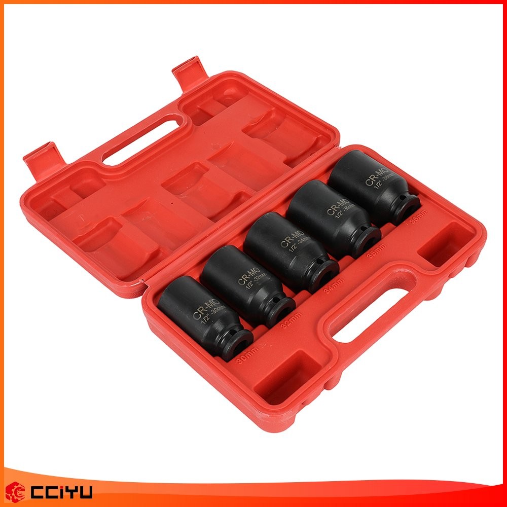 1/2″ Deep Spindle Axle Nut Socket Set 12 POINT METRIC 30 32 34 35 36mm 5pcs