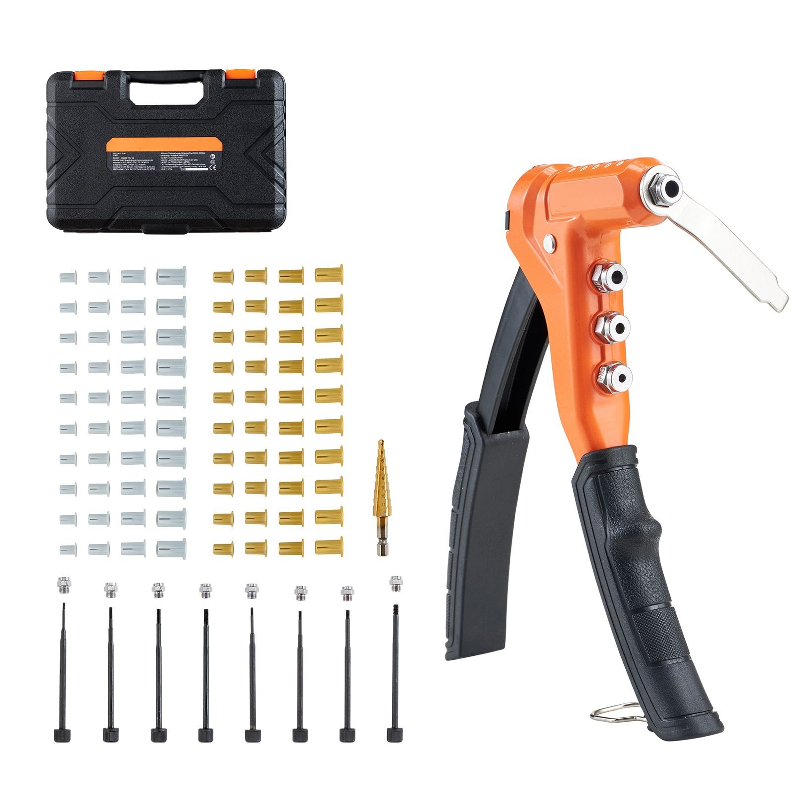 Rivet Nut Tool Kit One-Handed 8 Mandrels 80 Nuts Case