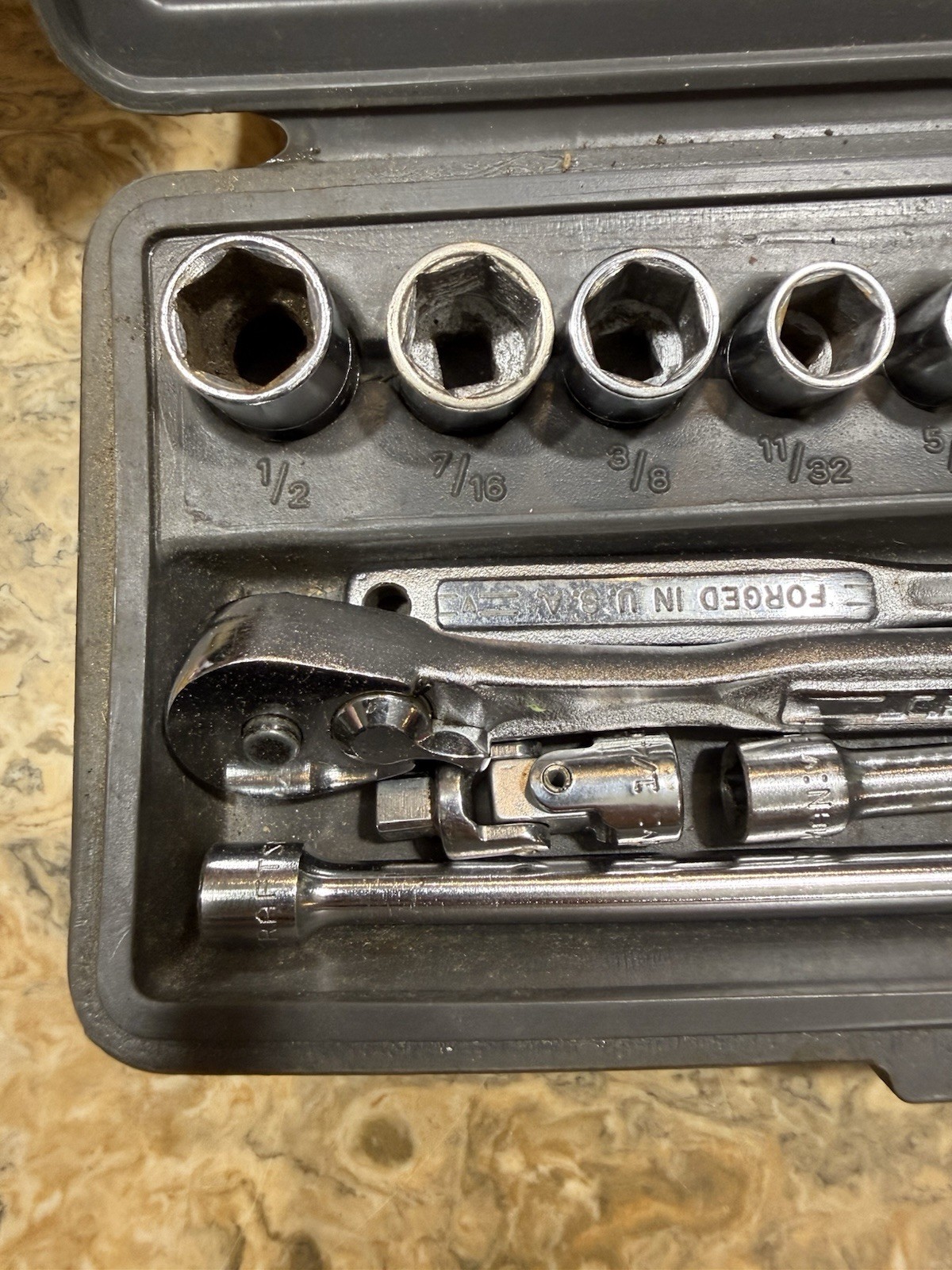 Vintage Craftsman 1/4″ Drive SAE Socket Set Made in USA 1 Socket S-K see Photos