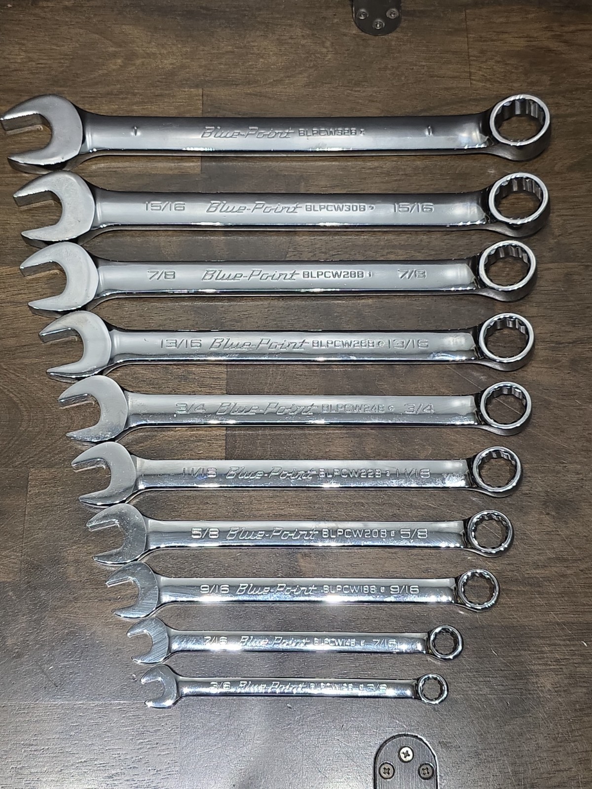 10 pc set-Blue Point USA By Snap On SAE Combination Wrench Set 3/8″-1″ – NO 1/2