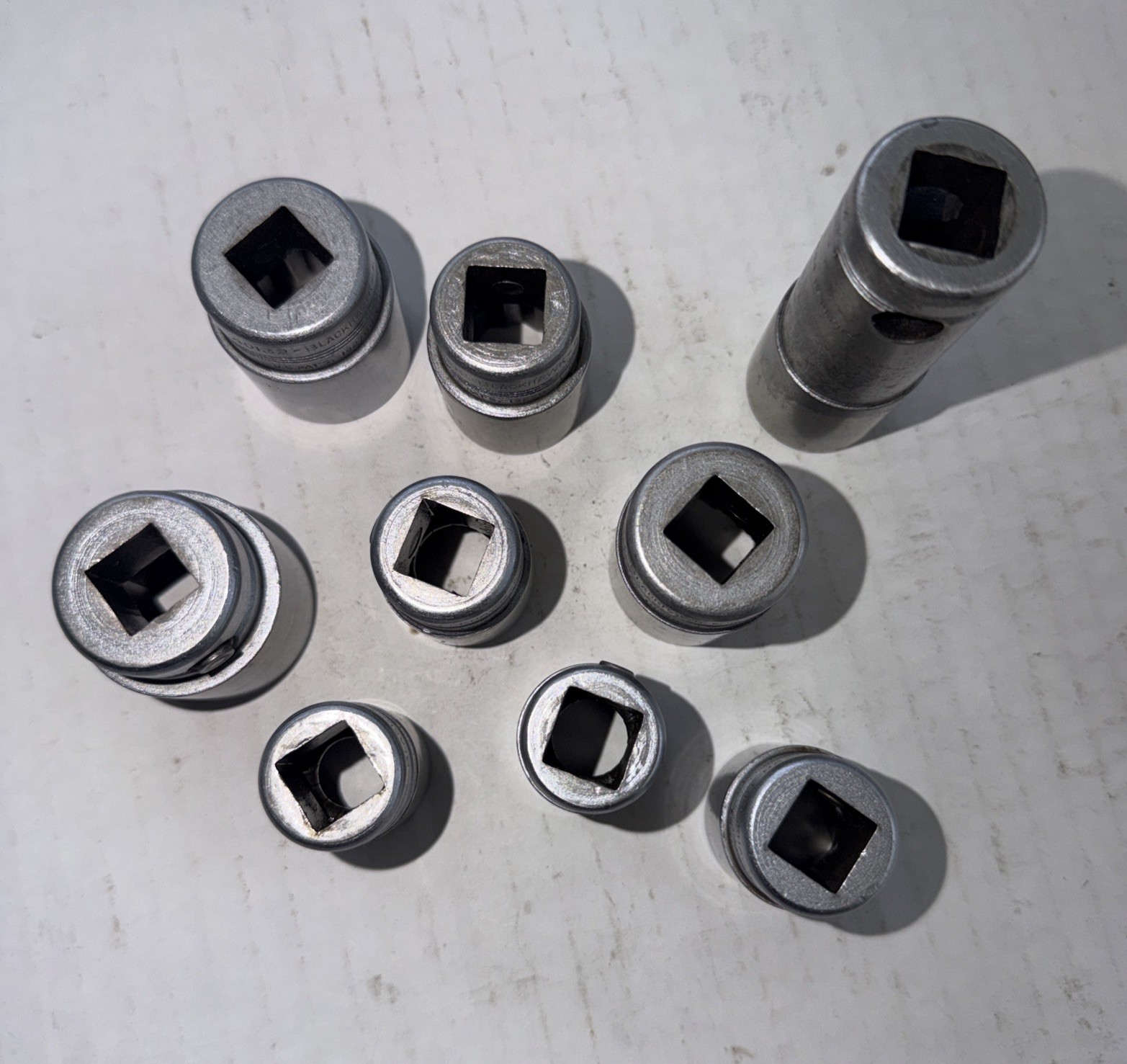 Blackhawk USA 1/2”Dr SAE 9PC Socket Set 12 PT”11/16”TO”1-1/16 Vintage