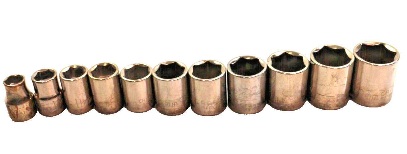 Craftsman 11-piece 6 Point Low 3/8″Drive Metric Sockets 9mm-19mm 43541-43549