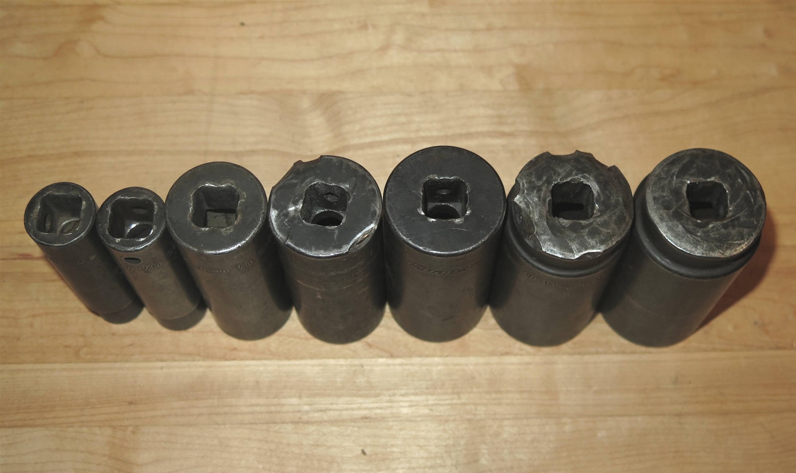 Snap-On (7pc) 1/2″-Drive Deep Impact Sockets SIM160 SIM380 1/2″ to 1-1/4″ – READ