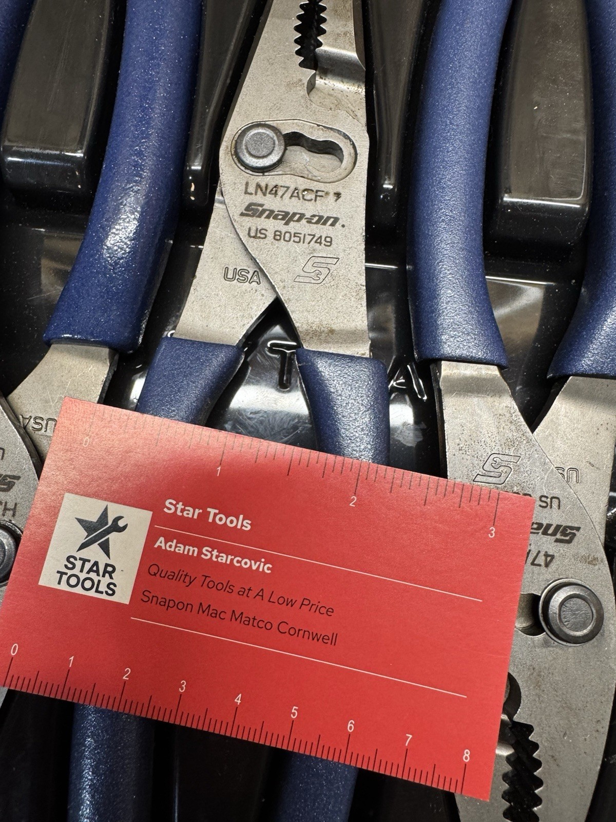 Snap-on PL347ACFMB POWER BLUE 3pc Soft Grip Slip Joint Pliers Set USA