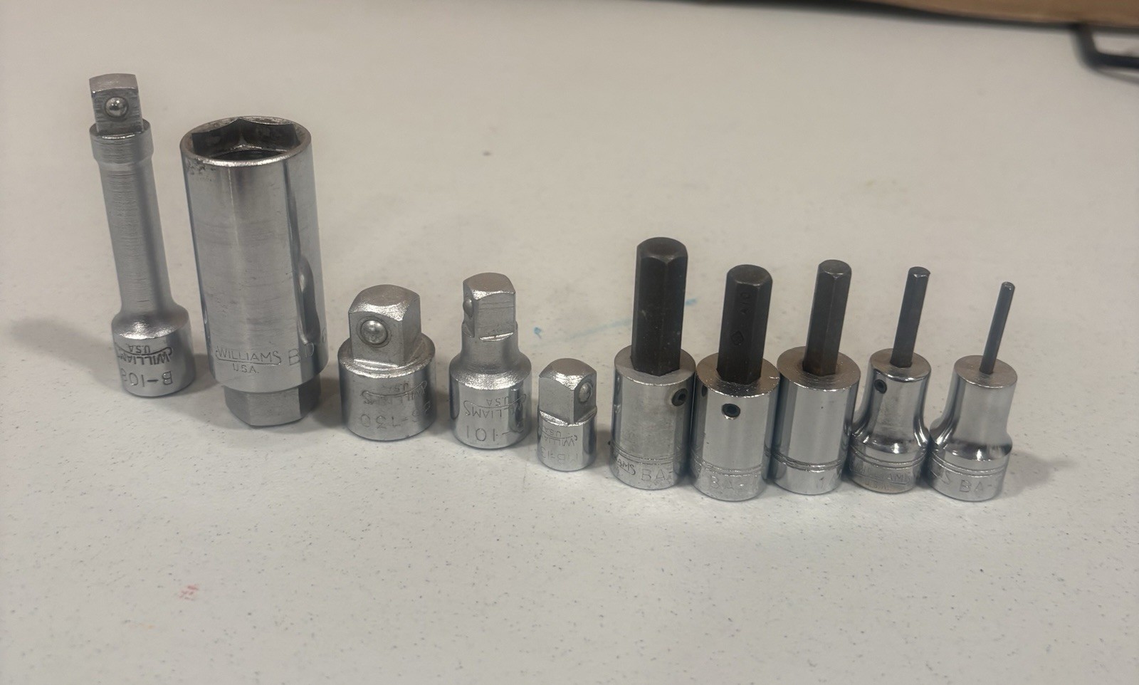 Lot Of Williams Made In USA Socket Adapters And Hex Sockets Various Sizes