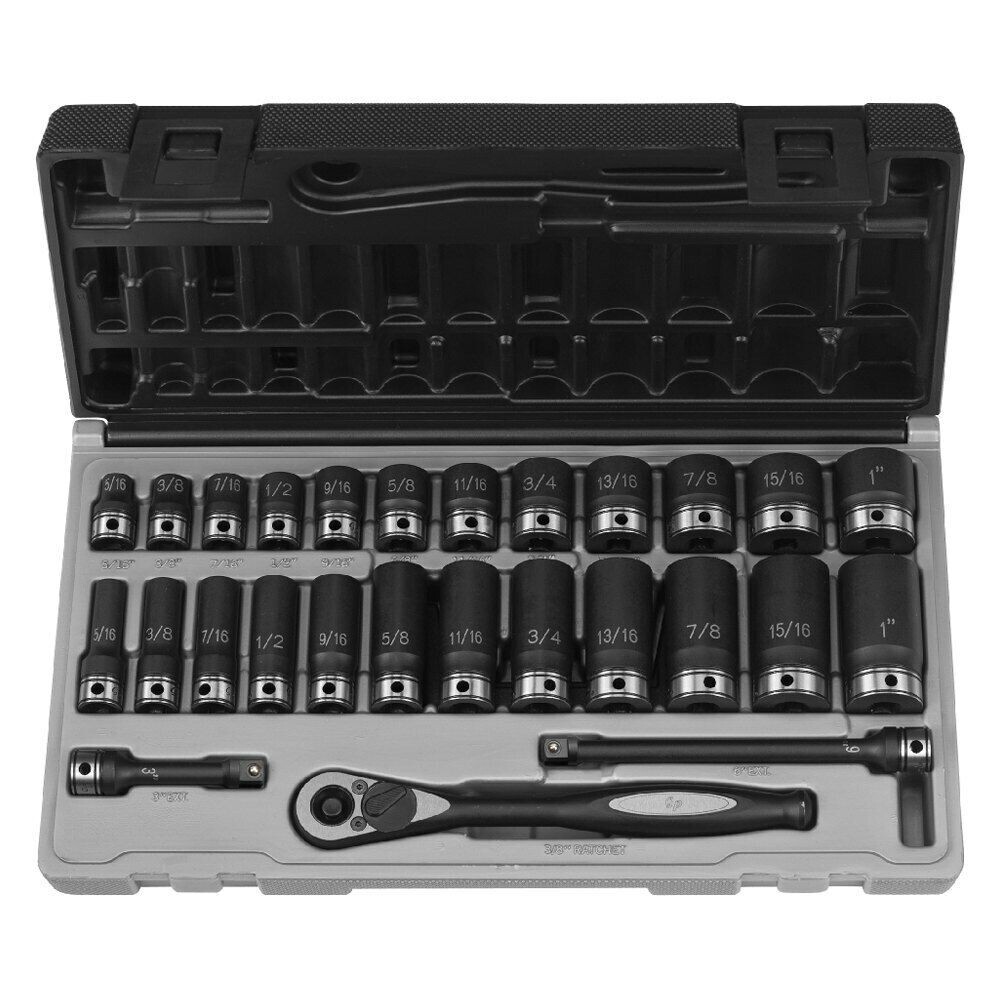Grey Pneumatic 81627RD 3/8″ Drive Ratchet & Socket Set, 27 Pieces