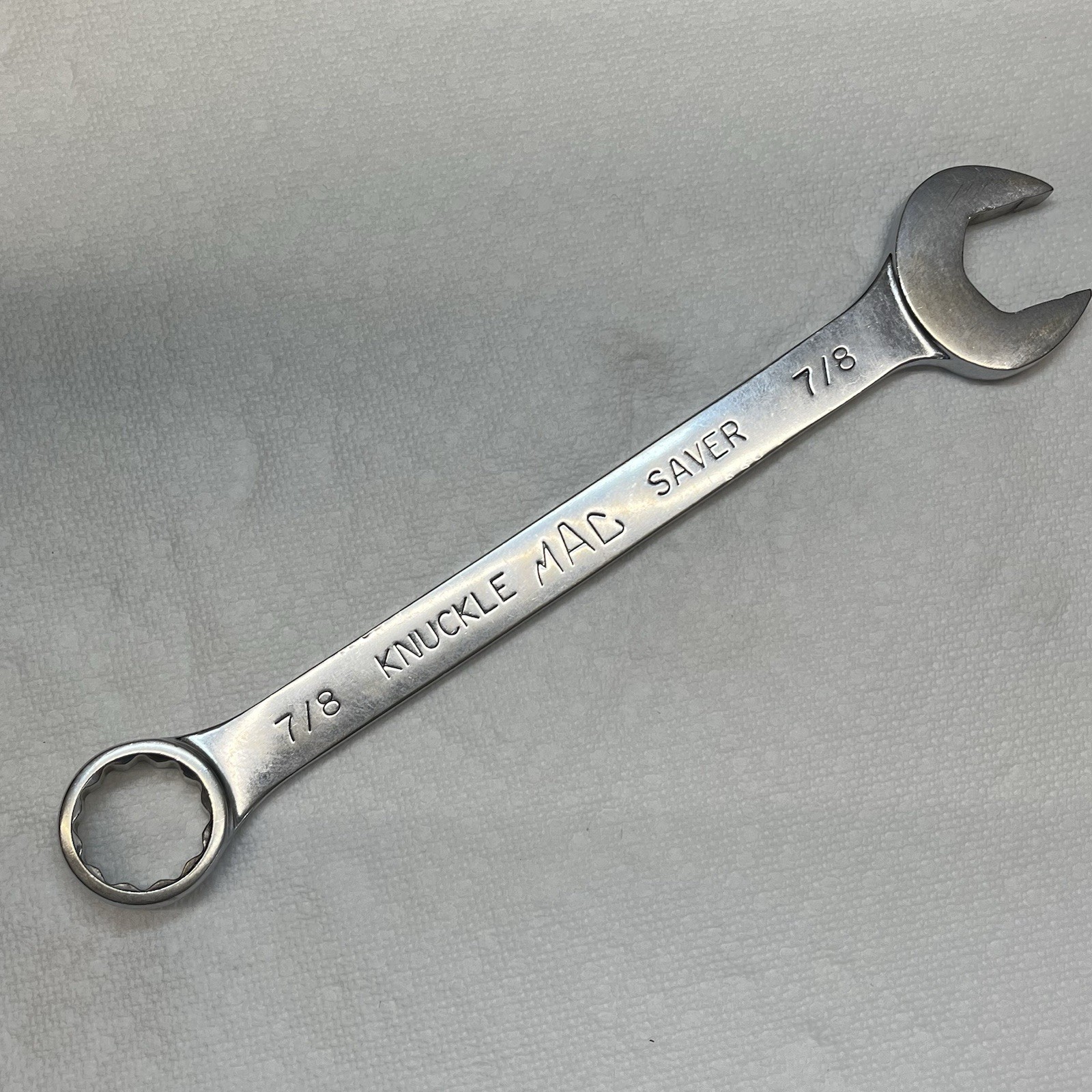 Mac Tools 7/8 combo wrench Knuckle-Saver more durable and thicker.