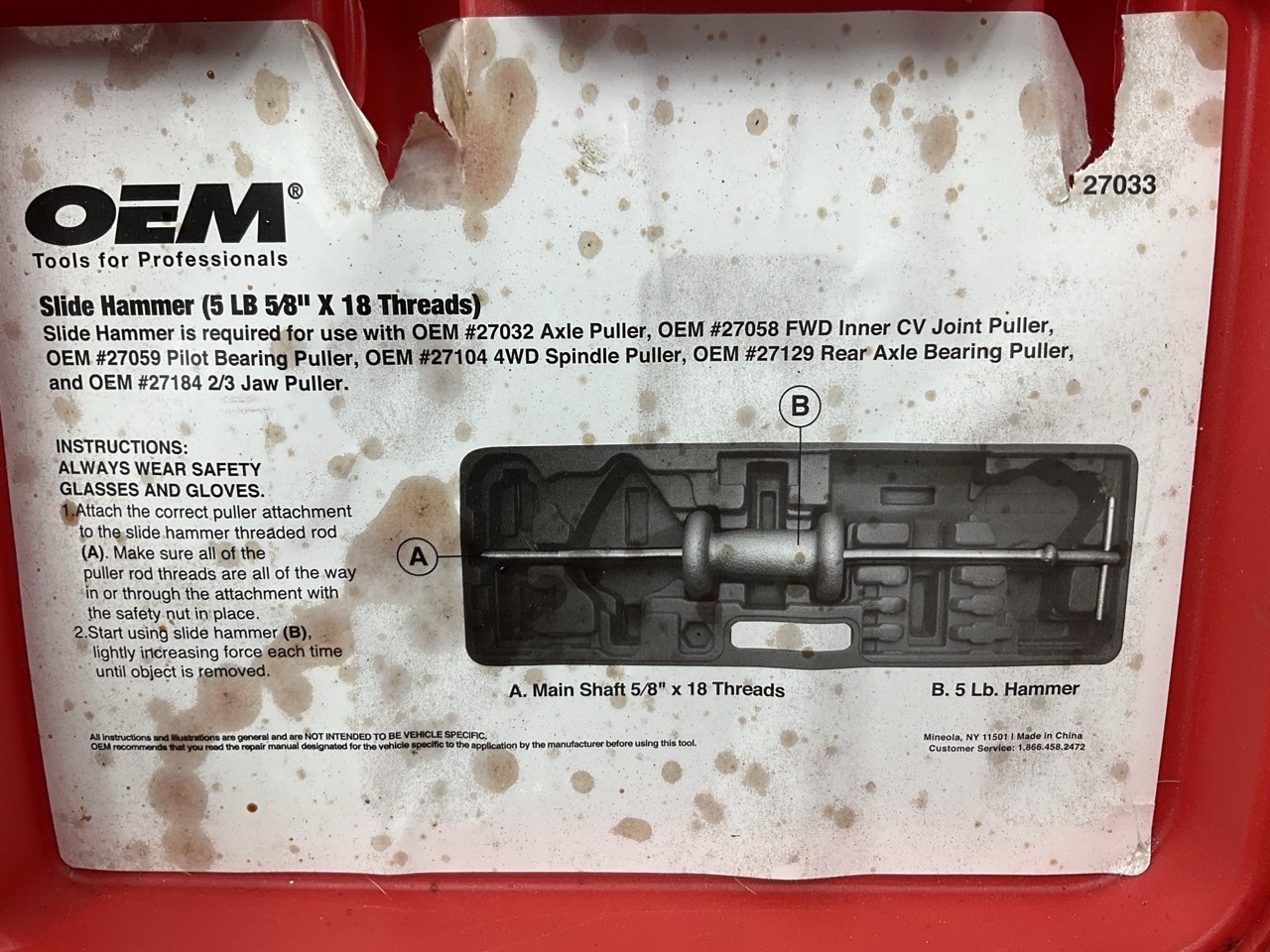 USED #10 – OEM Tools 27033 5-Pound Slide Hammer