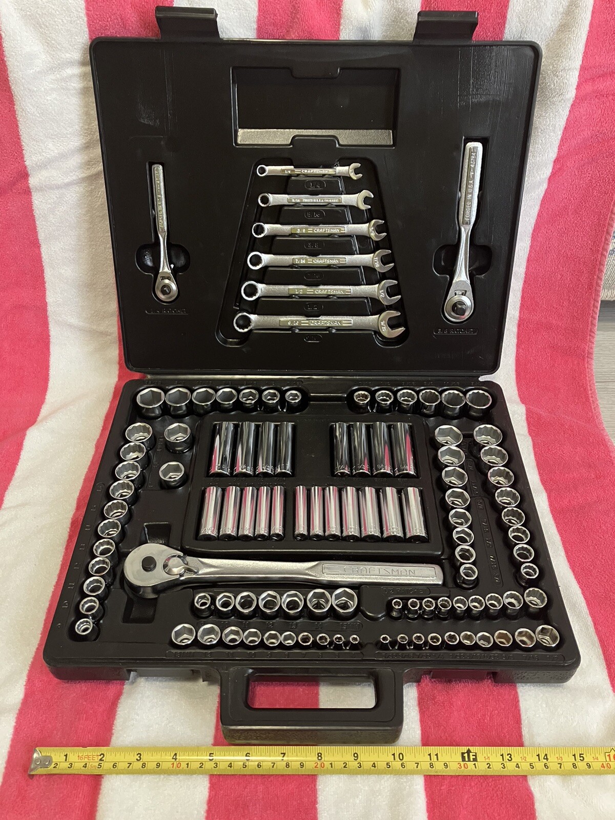Vintage Craftsman 107pc Mechanics Tool Set USA USED SAE Metric 1/4” 3/8” 1/2” Dr