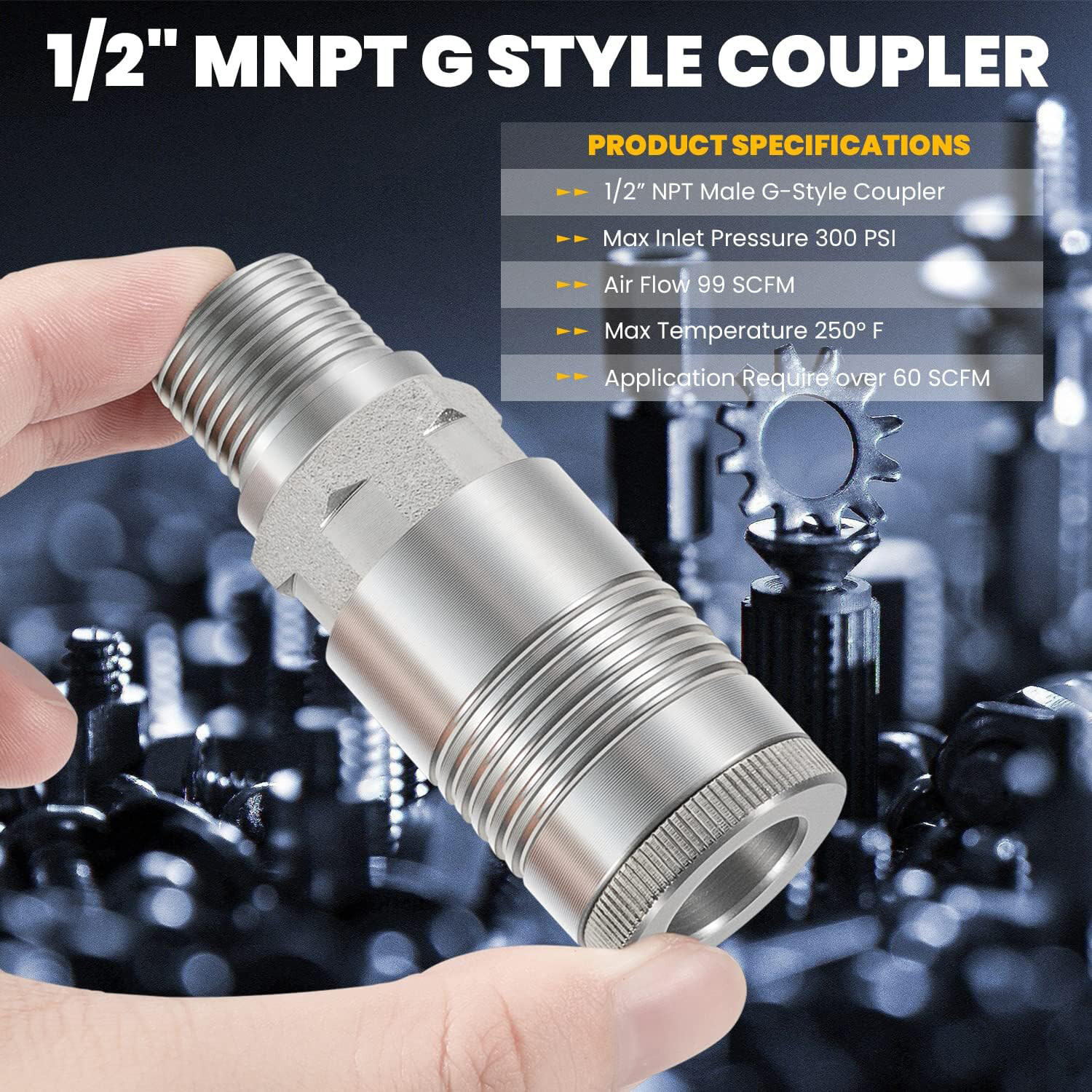 S-1816 1/2-in MNPT G Style Couplers Fits for Requiring Over 60+ SCFM (5Pcs/Set)