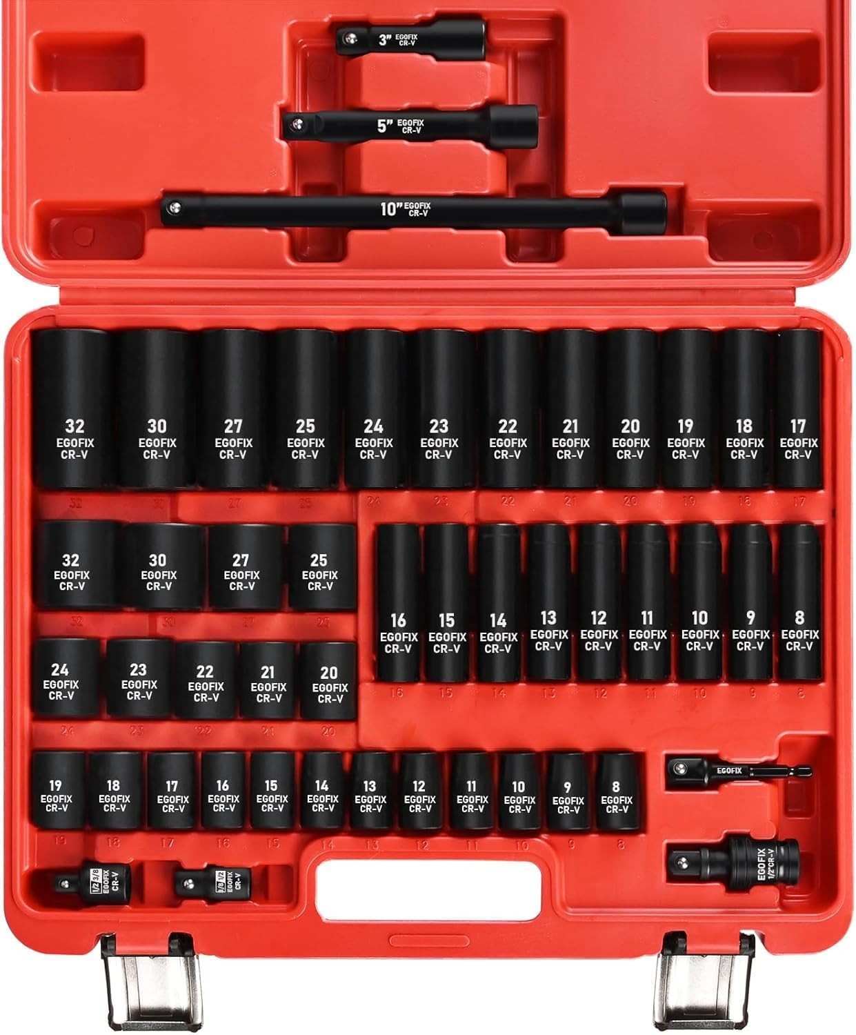 Versatile 49-Piece Metric Impact Socket Set with Universal Joint & Adapters
